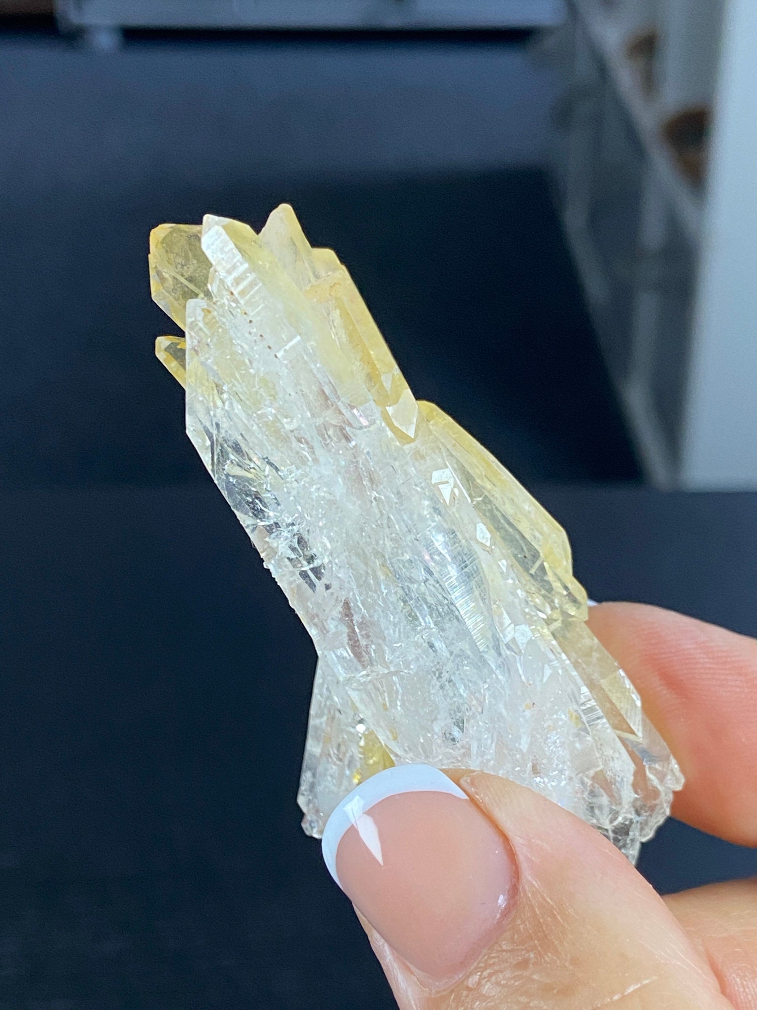 RARE Golden Healer Aura Lemurian Quartz Cluster with Tabby Formation