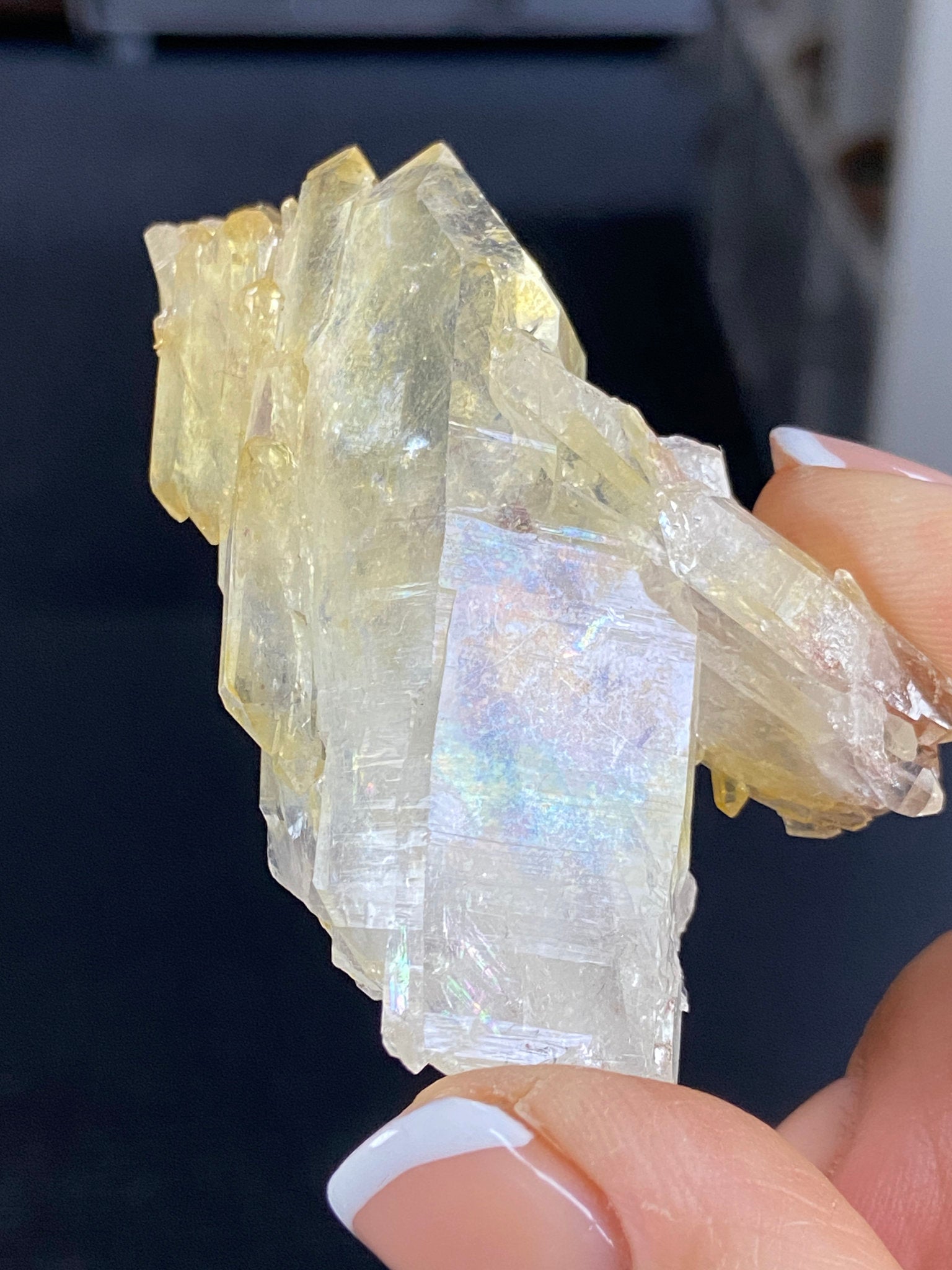 RARE Golden Healer Aura Lemurian Quartz Cluster with Tabby Formation