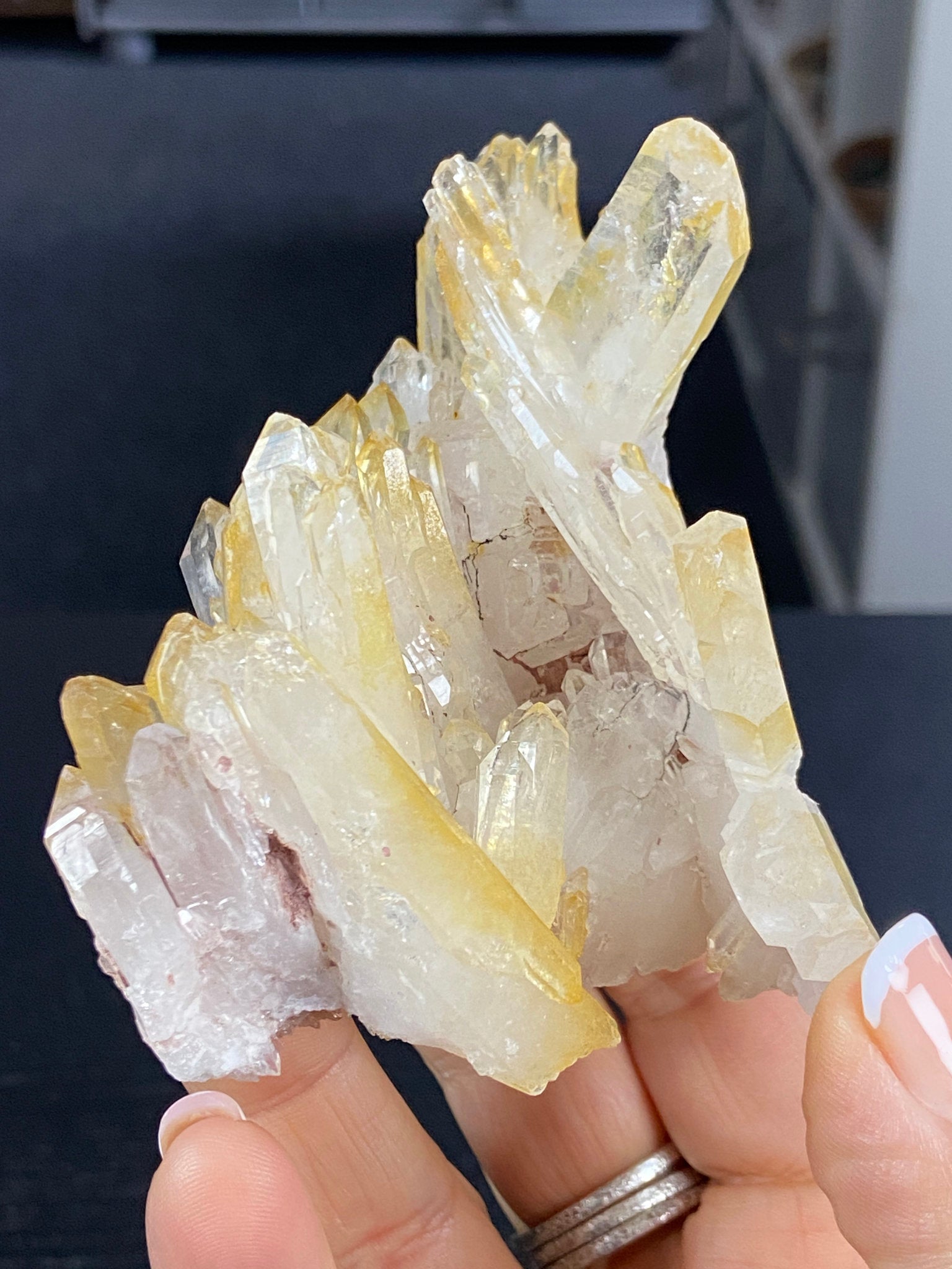 Golden Healer & Sacred Pink Lemurian Quartz Cluster