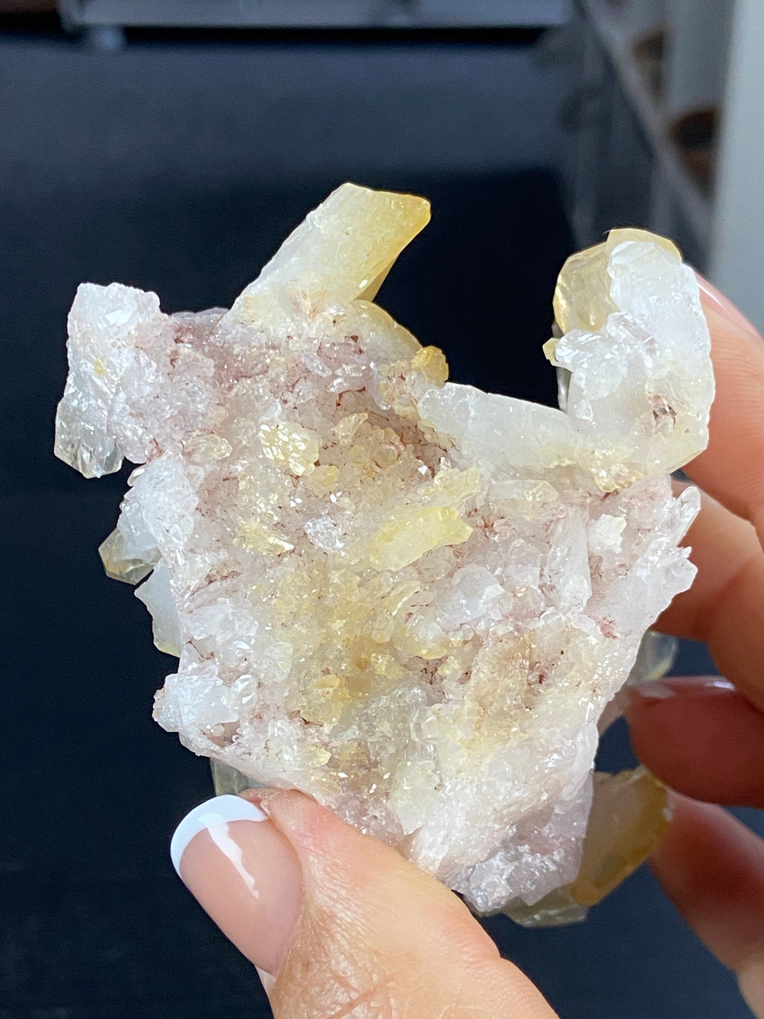 Golden Healer & Sacred Pink Lemurian Quartz Cluster