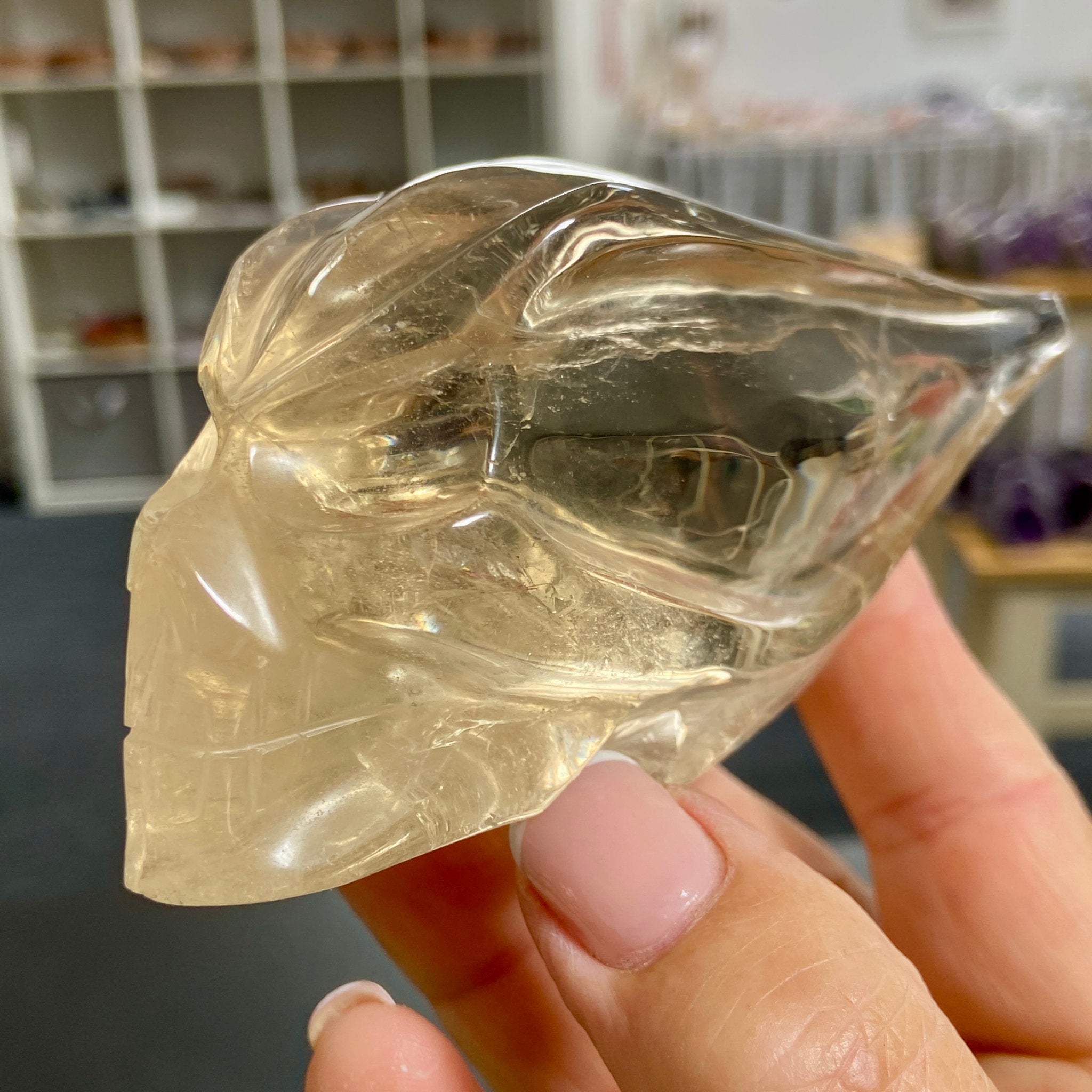 Natural Citrine Traveller Skull – Brazil