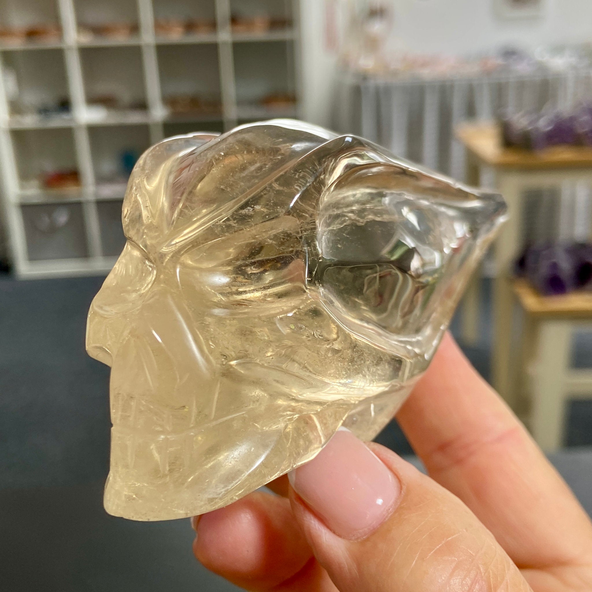 Natural Citrine Traveller Skull – Brazil