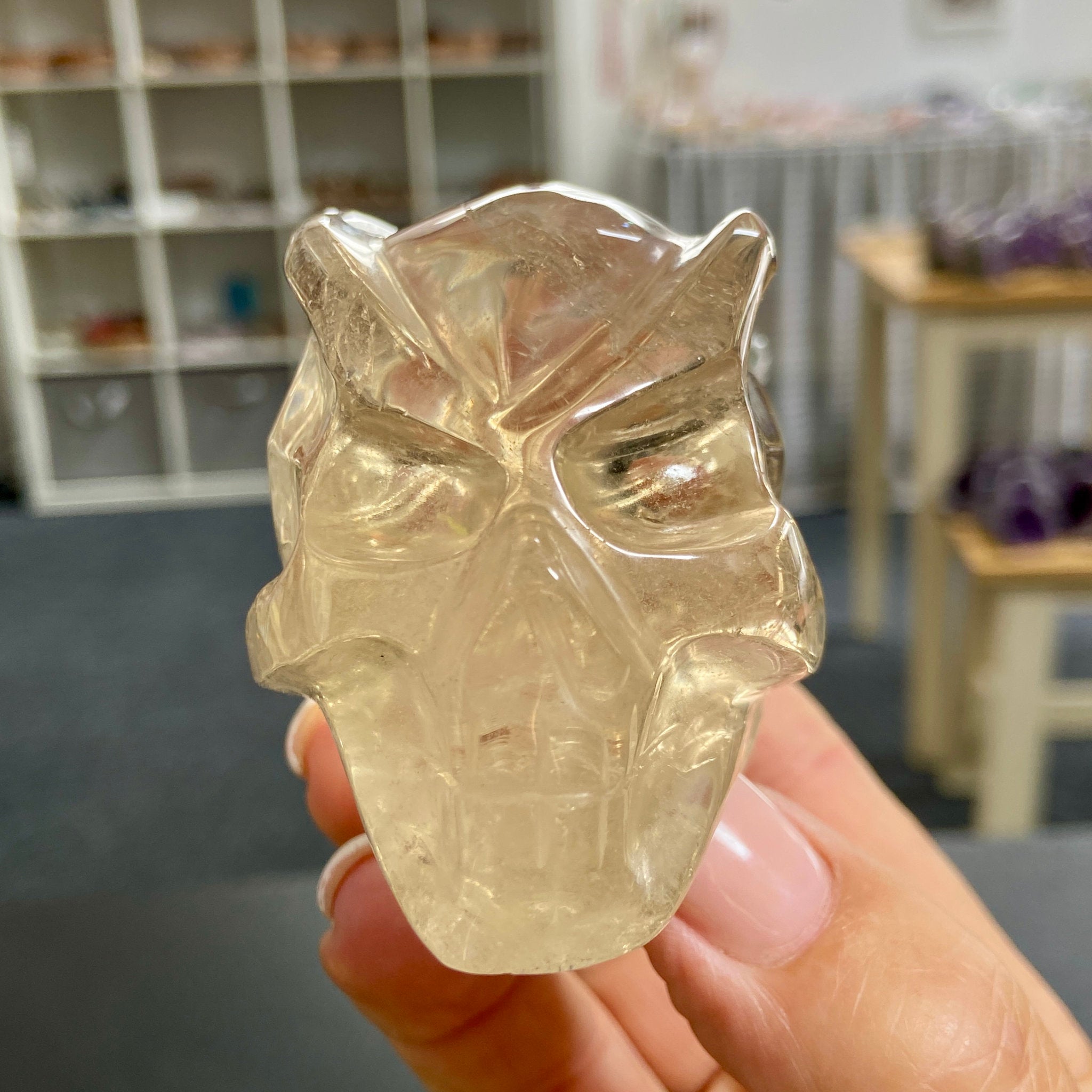 Natural Citrine Traveller Skull – Brazil