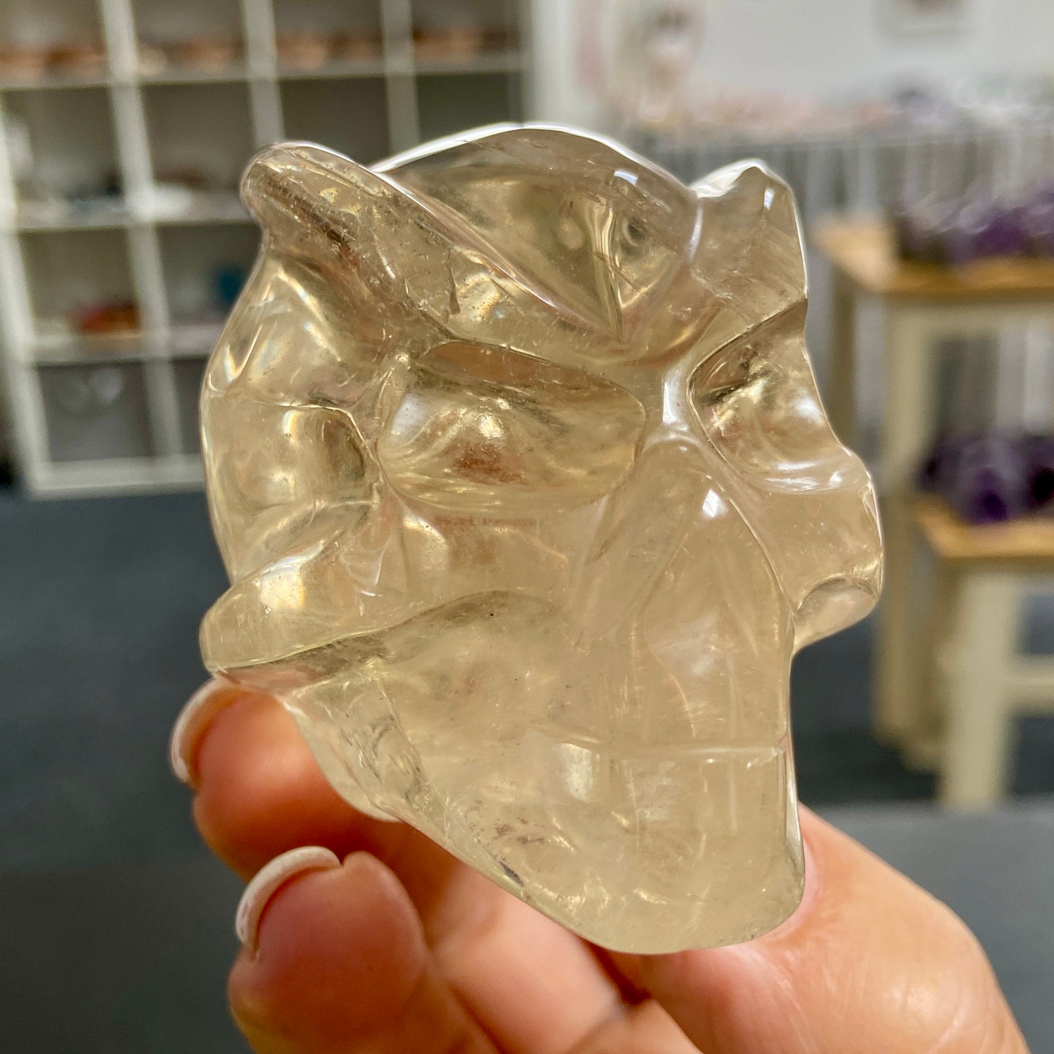 Natural Citrine Traveller Skull – Brazil