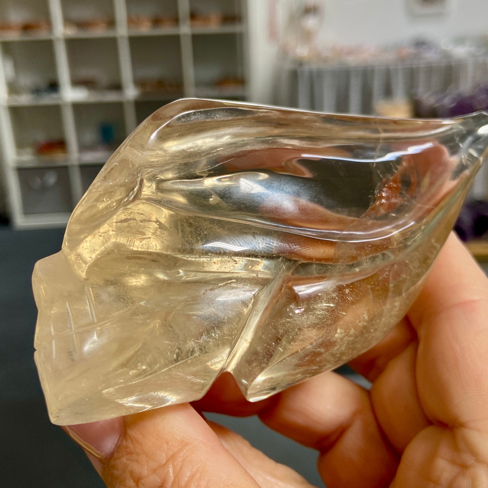 Natural Citrine Traveller Skull – Brazil