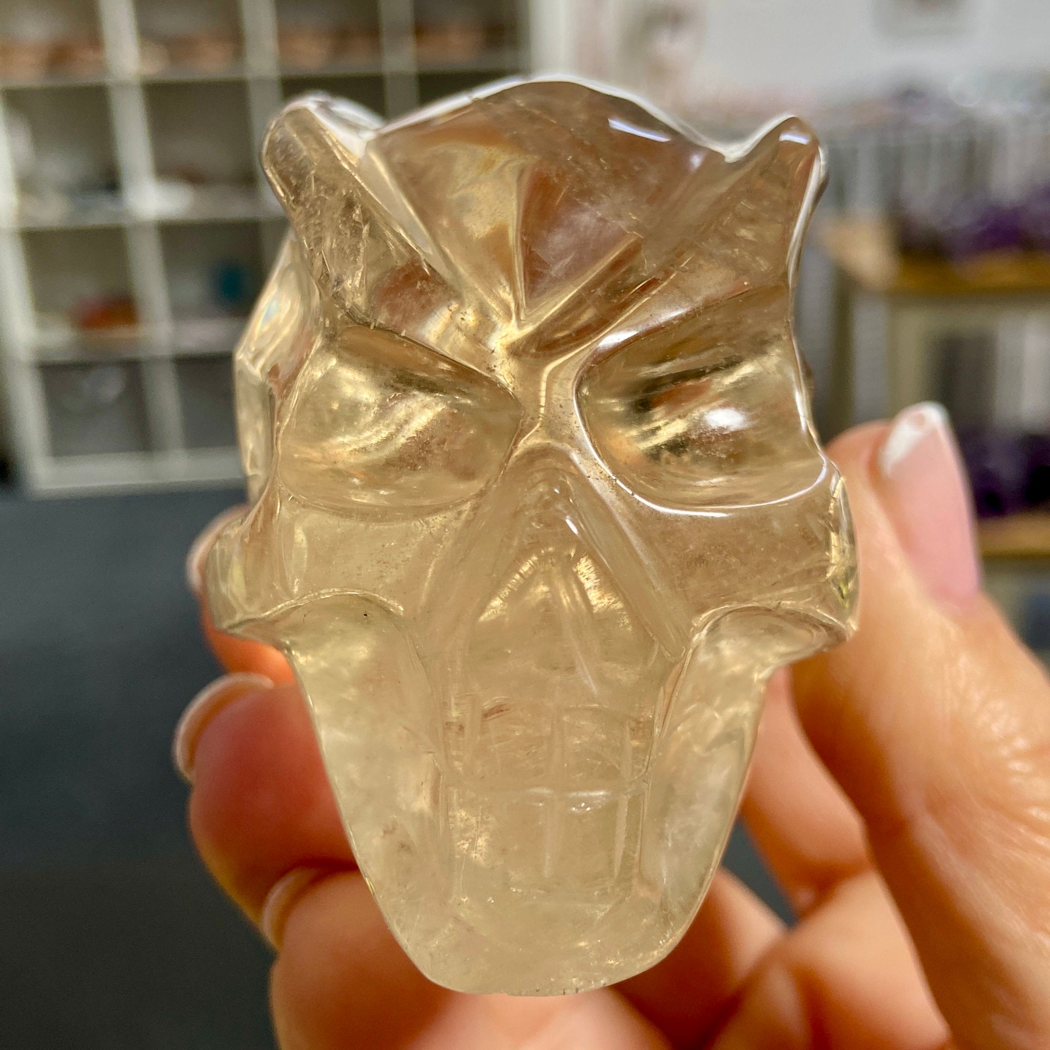 Natural Citrine Traveller Skull – Brazil
