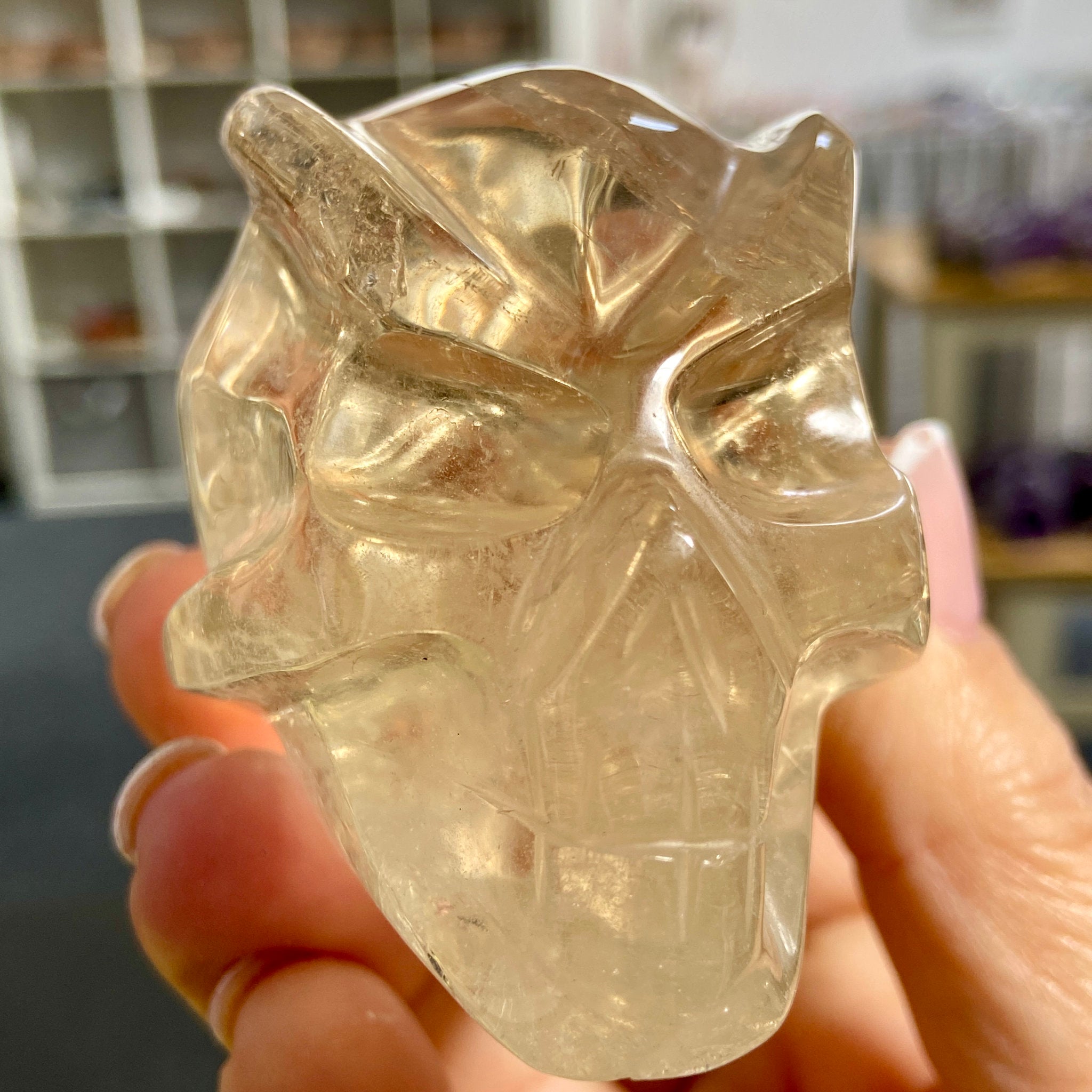 Natural Citrine Traveller Skull – Brazil