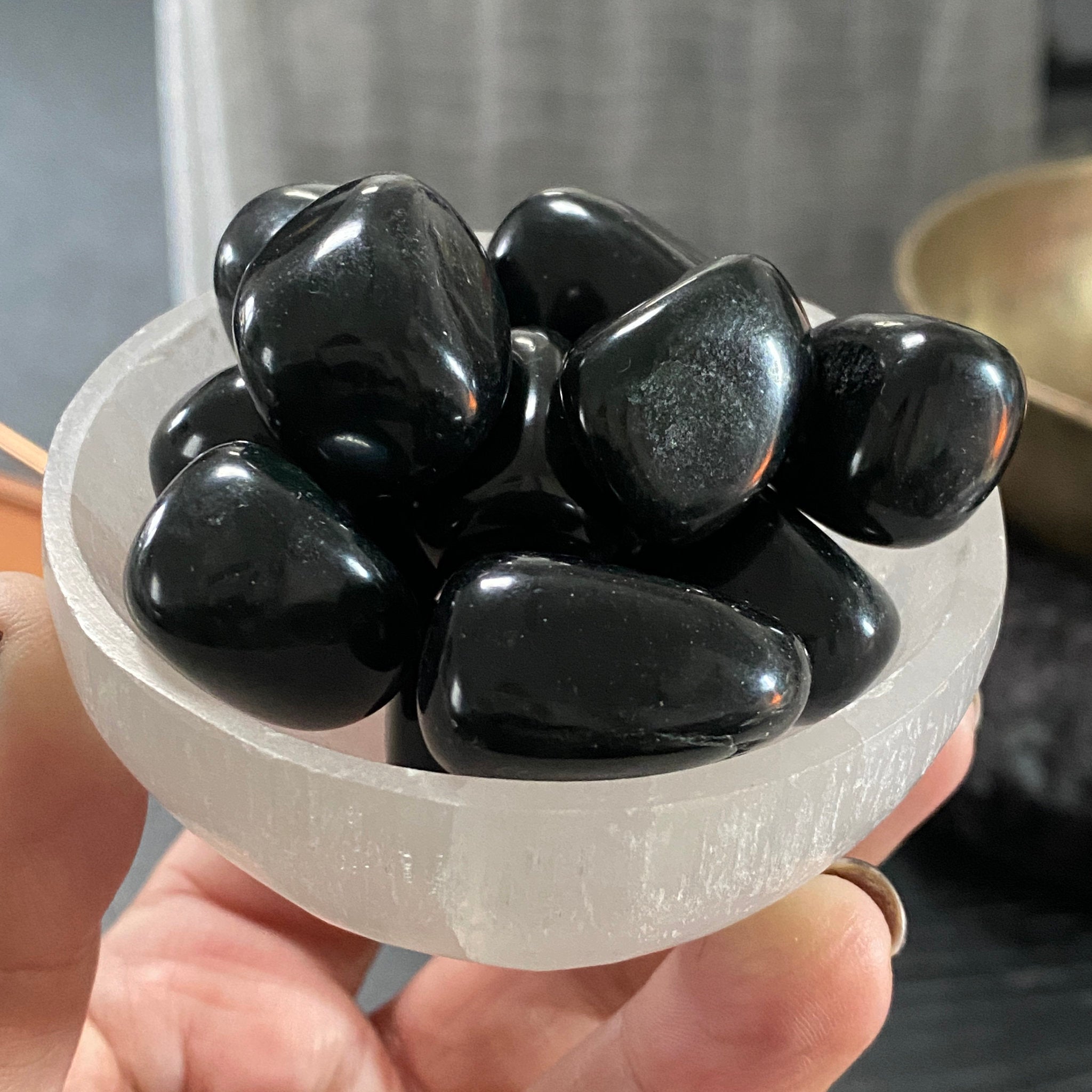 Rare Black Jade tumbled stones from Greenland