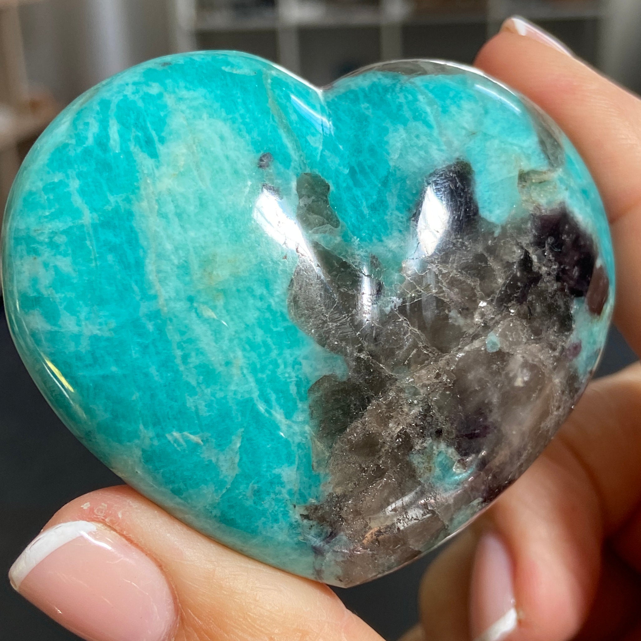 Amazonite & Smoky Quartz Heart – Madagascar