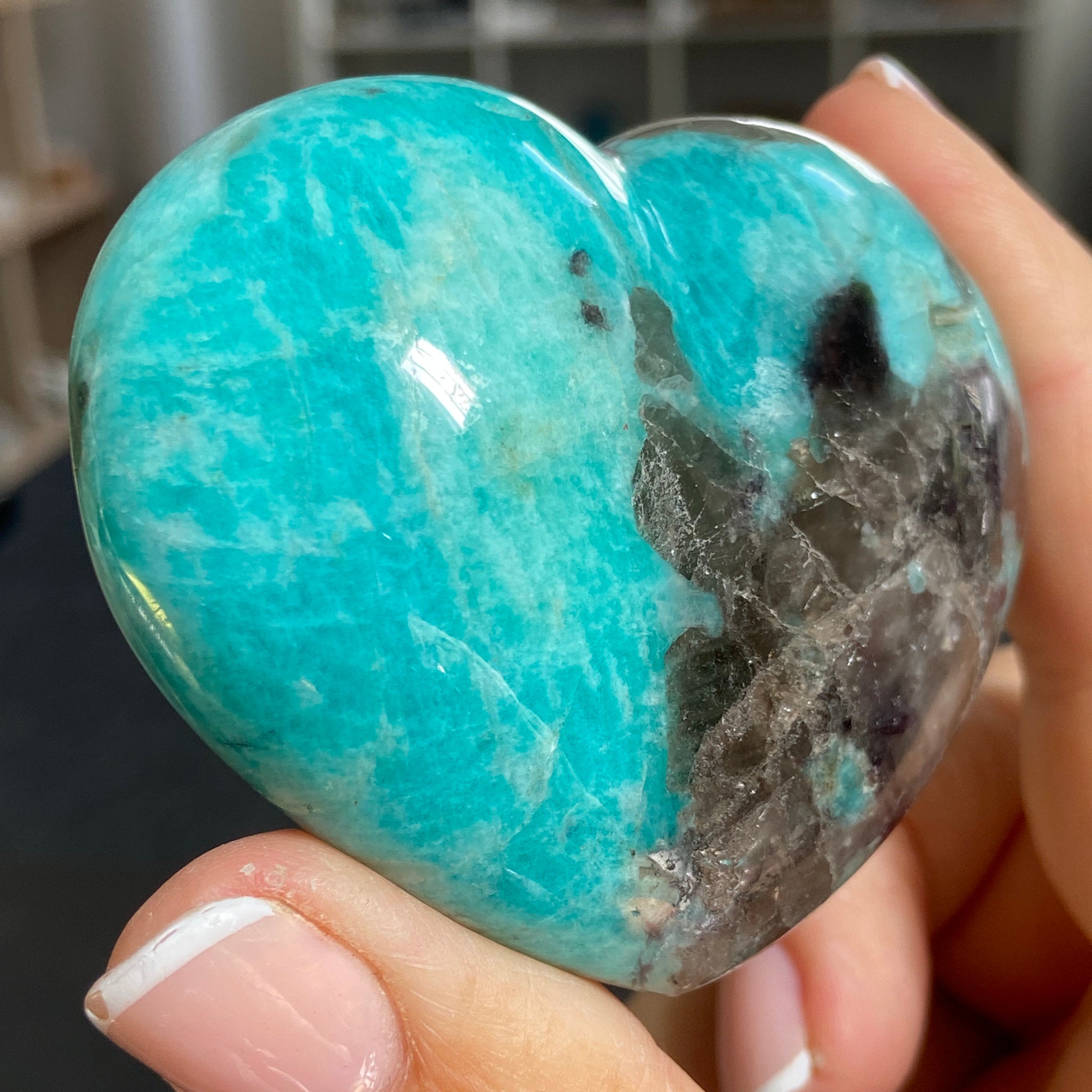 Amazonite & Smoky Quartz Heart – Madagascar