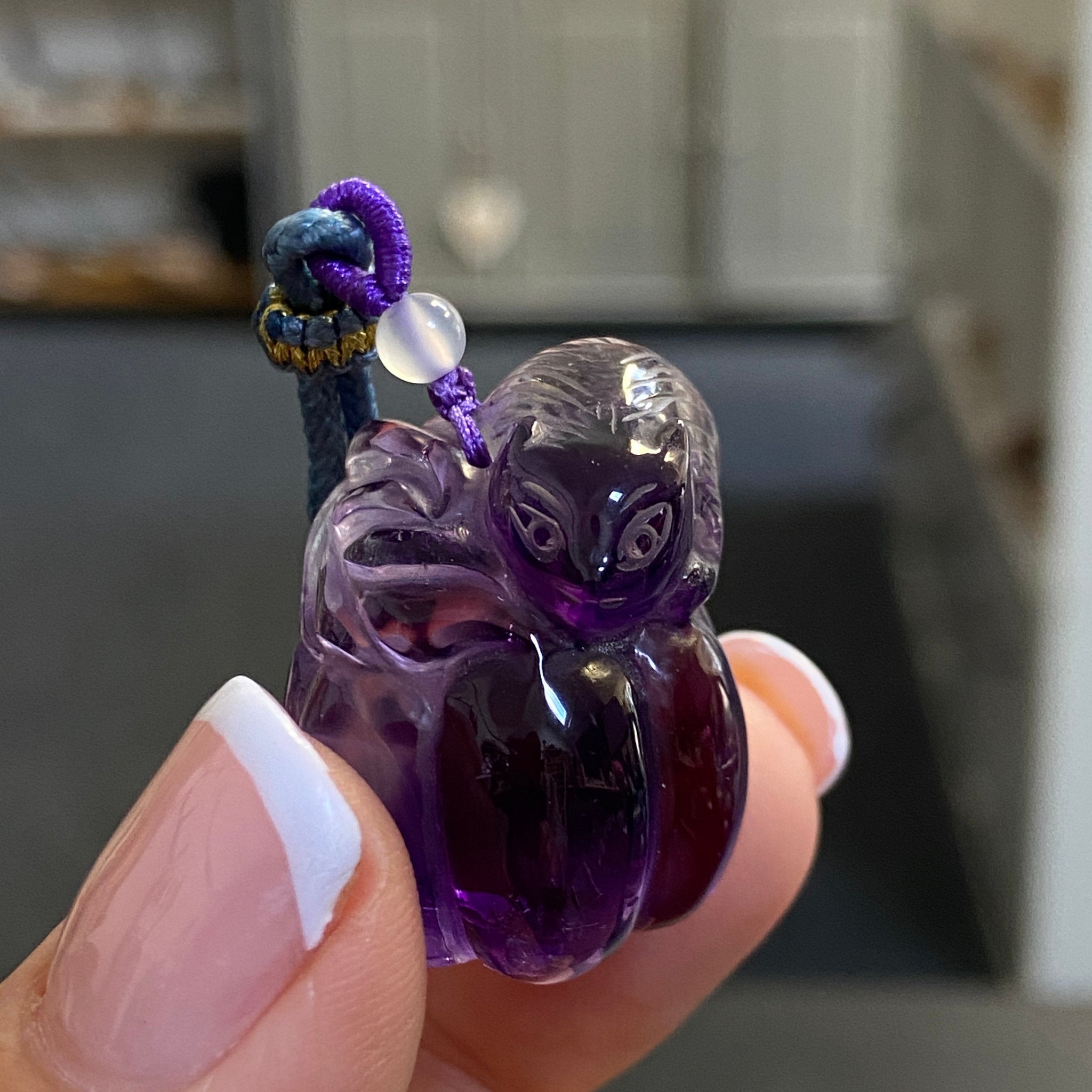 Grape Jelly Amethyst Fox Pendant