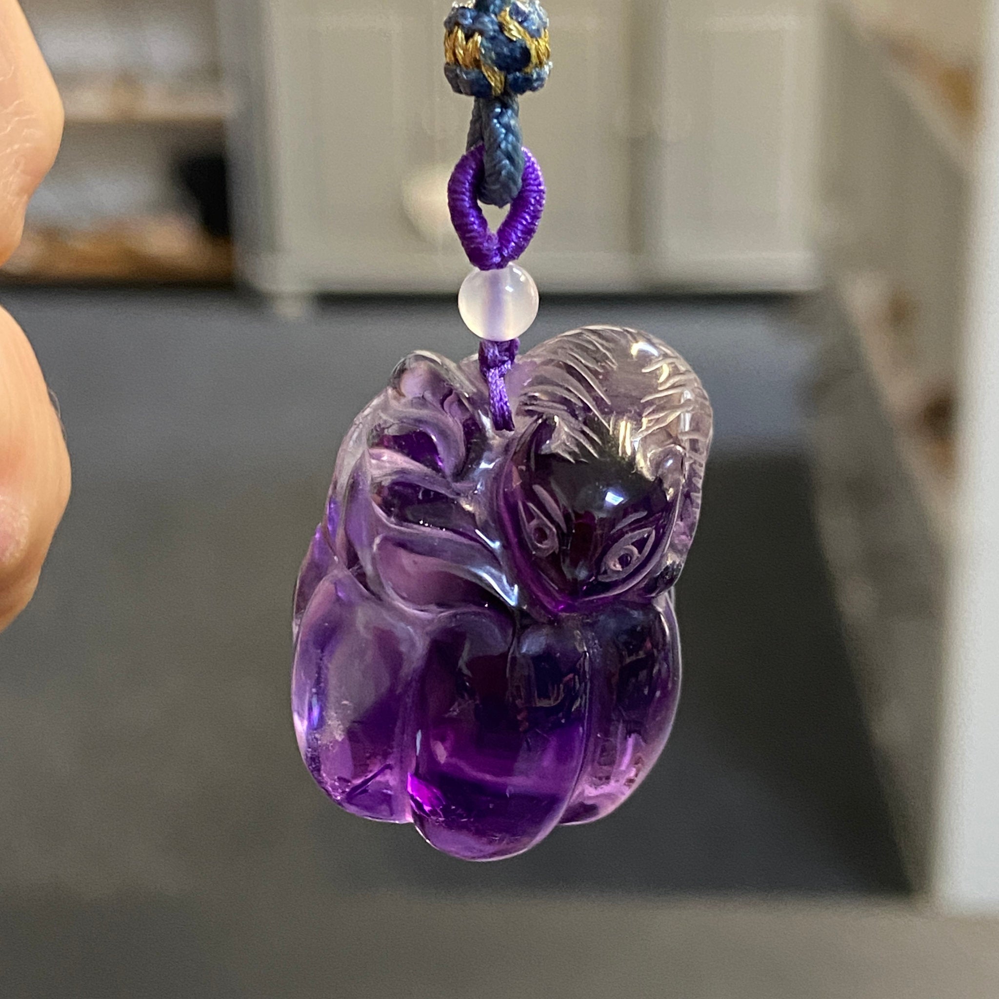 Grape Jelly Amethyst Fox Pendant