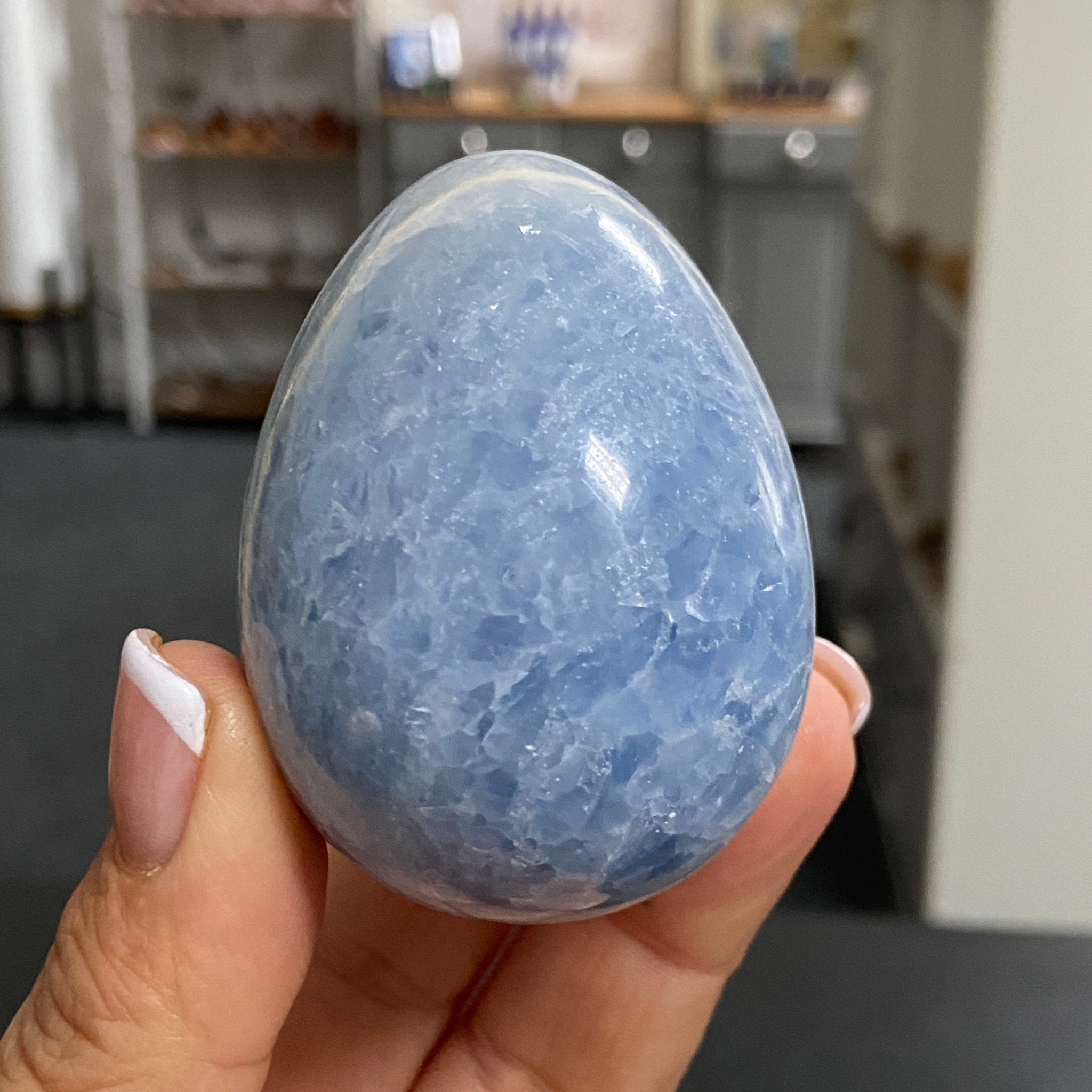 Blue Calcite  Egg – 6cm Madagascar