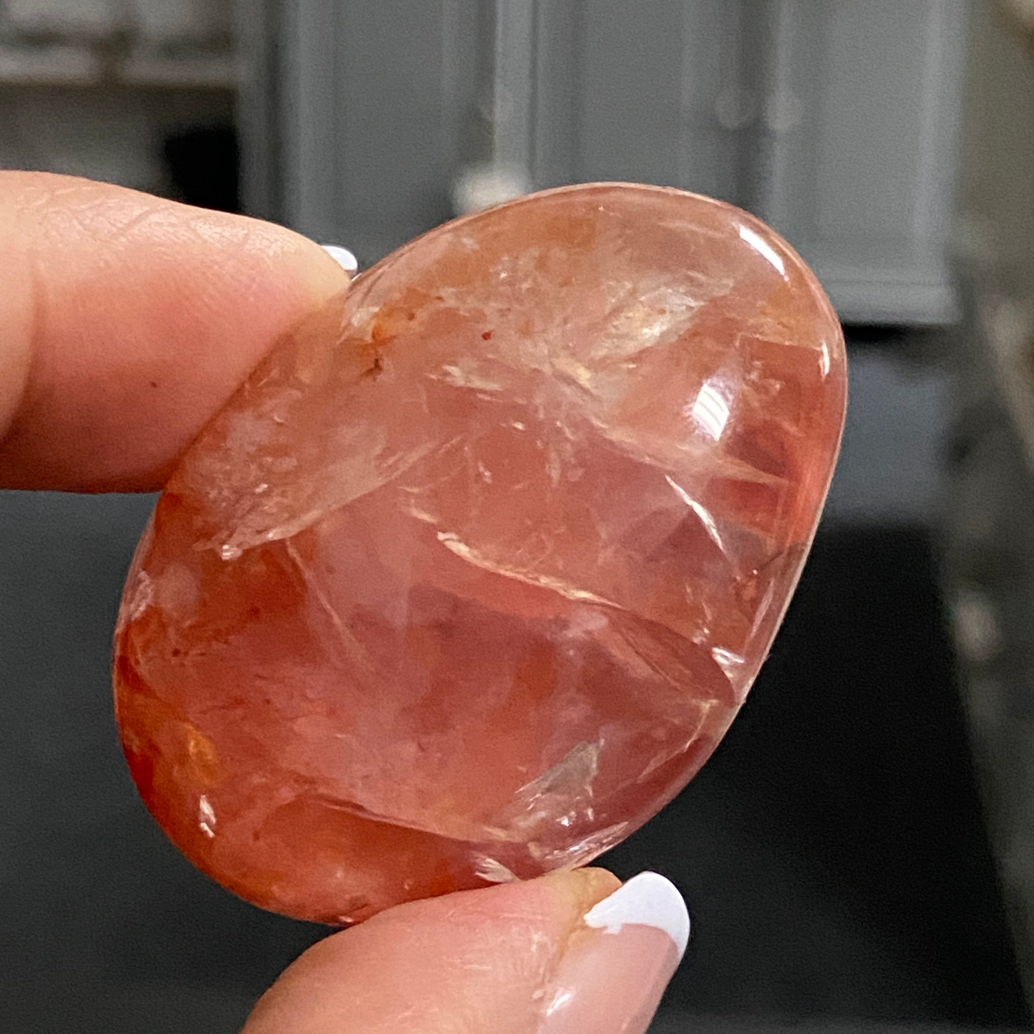 Golden & Crimson Healer Quartz Palmstone
