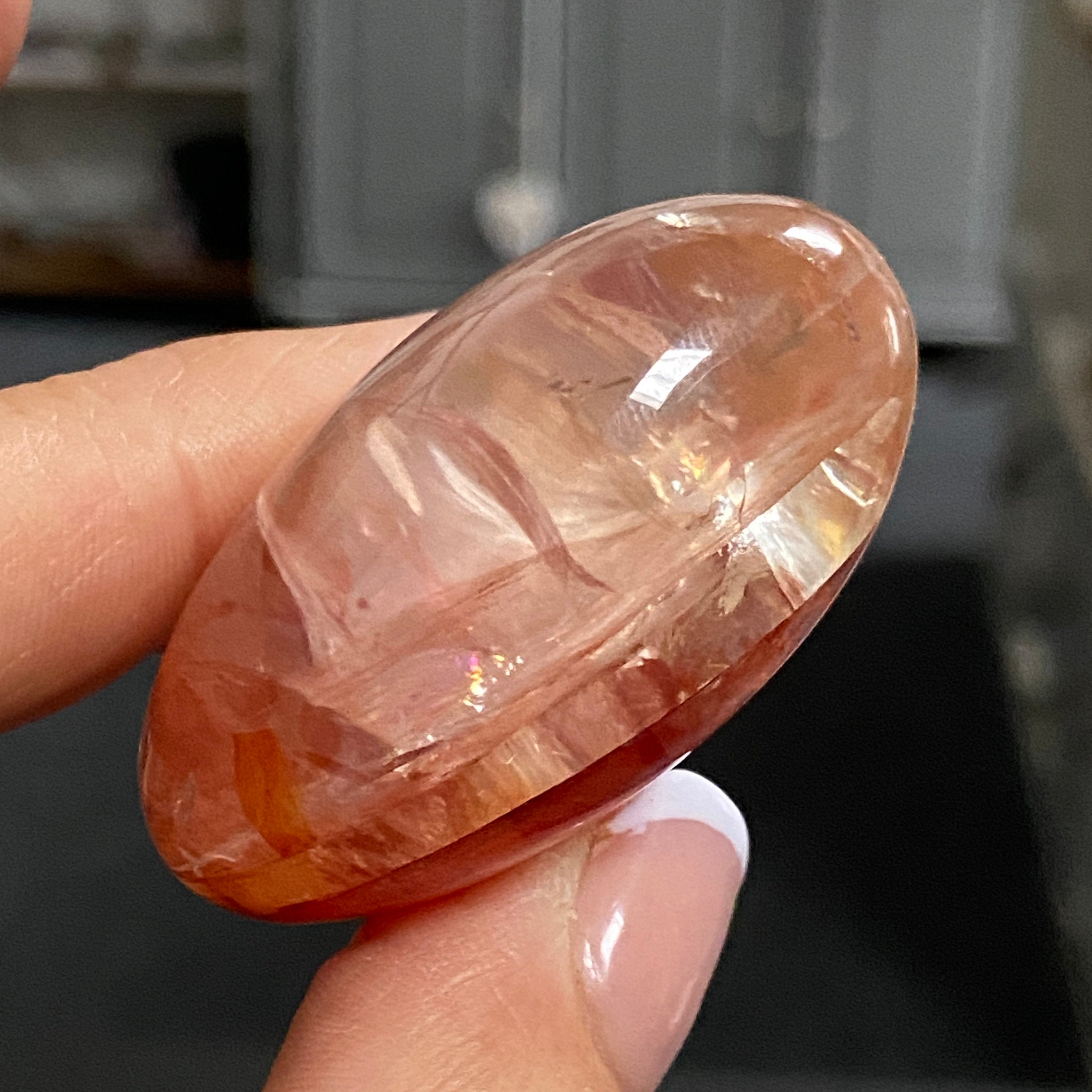 Golden & Crimson Healer Quartz Palmstone
