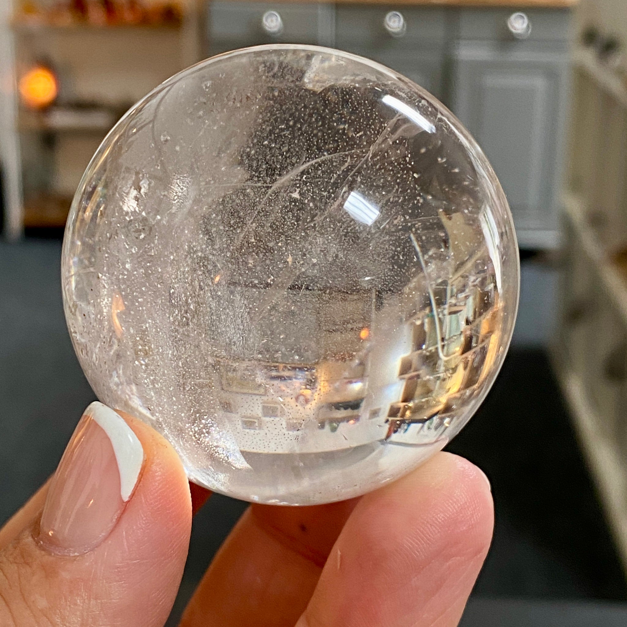 🤍 Delicate Smoky Quartz Sphere – River-Rolled, Madagascar