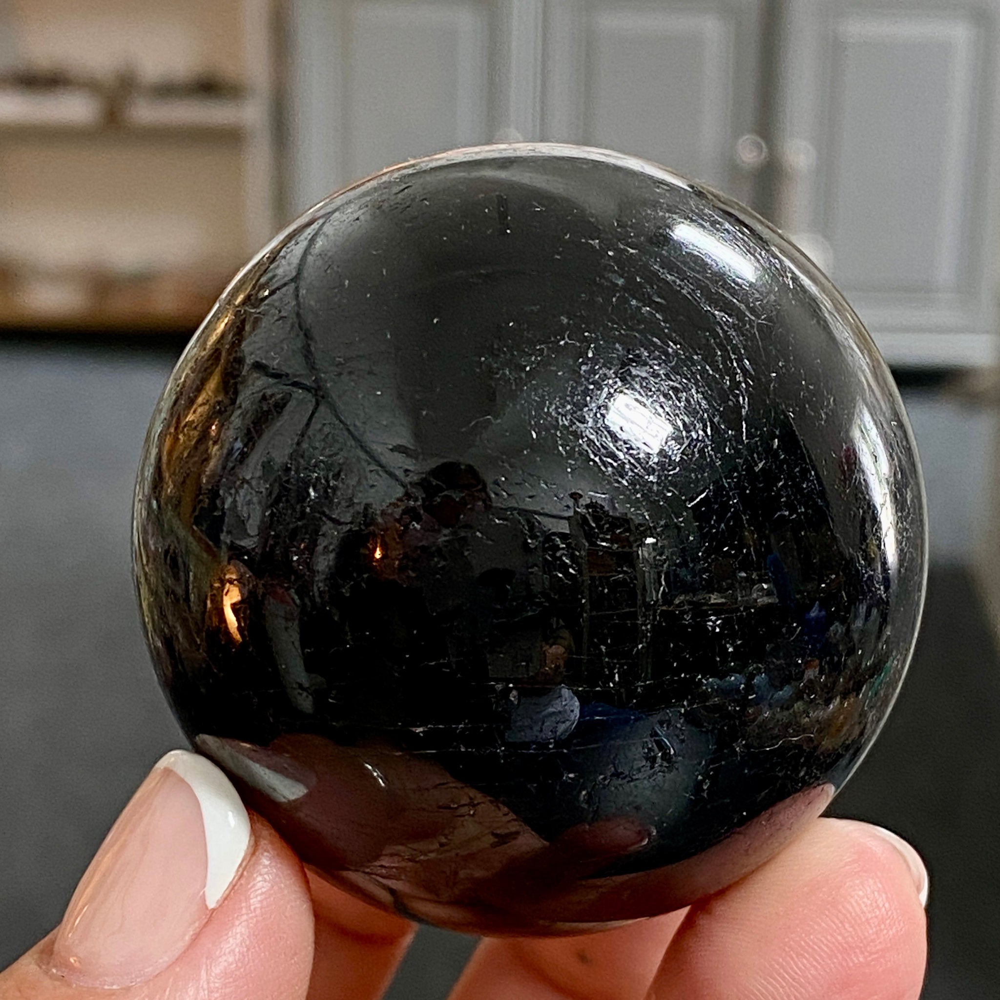 ⚫ Premium Black Tourmaline Sphere – Madagascar