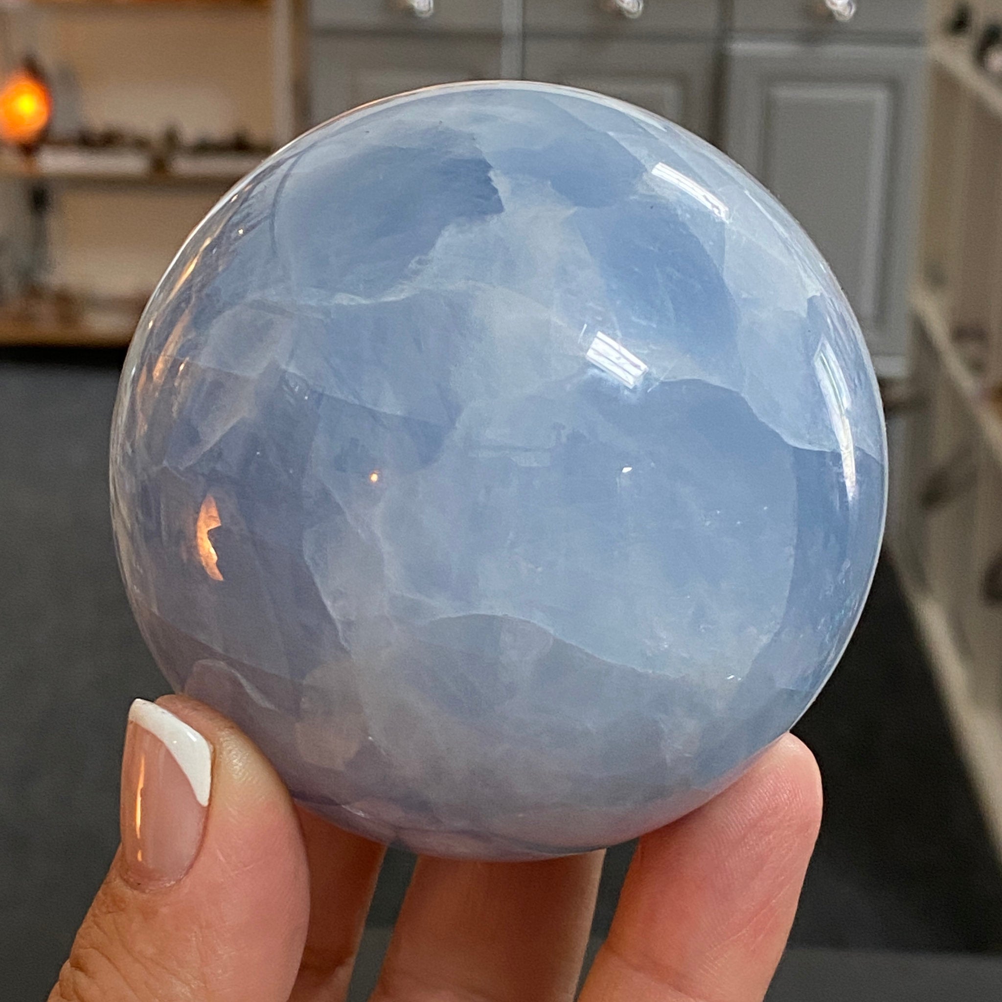 🔵 Blue Calcite Sphere – Madagascar