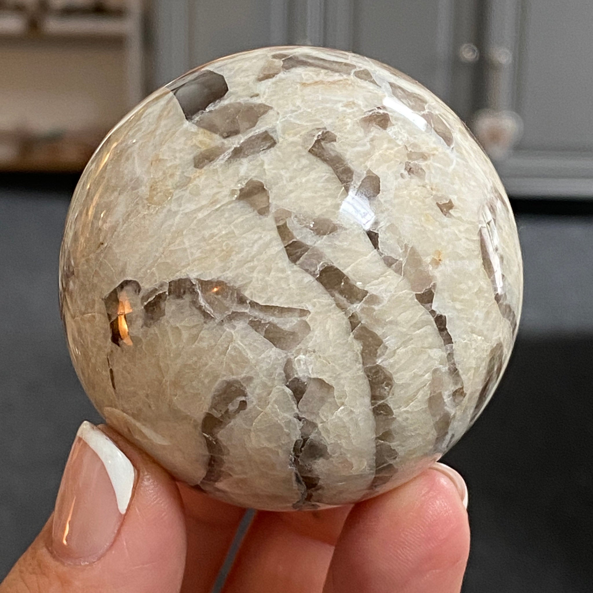 🔮 Graphic Feldspar Sphere – Madagascar