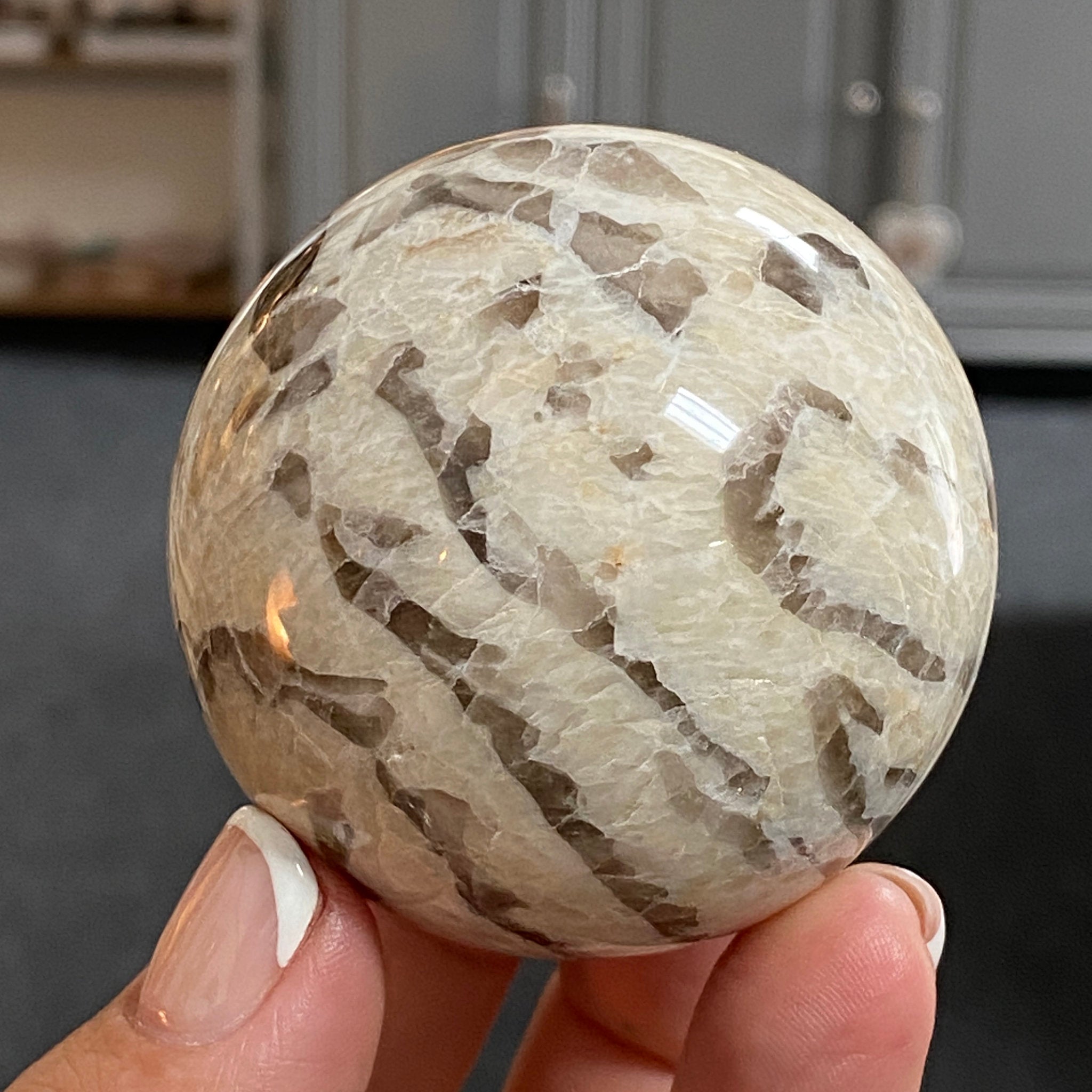🔮 Graphic Feldspar Sphere – Madagascar