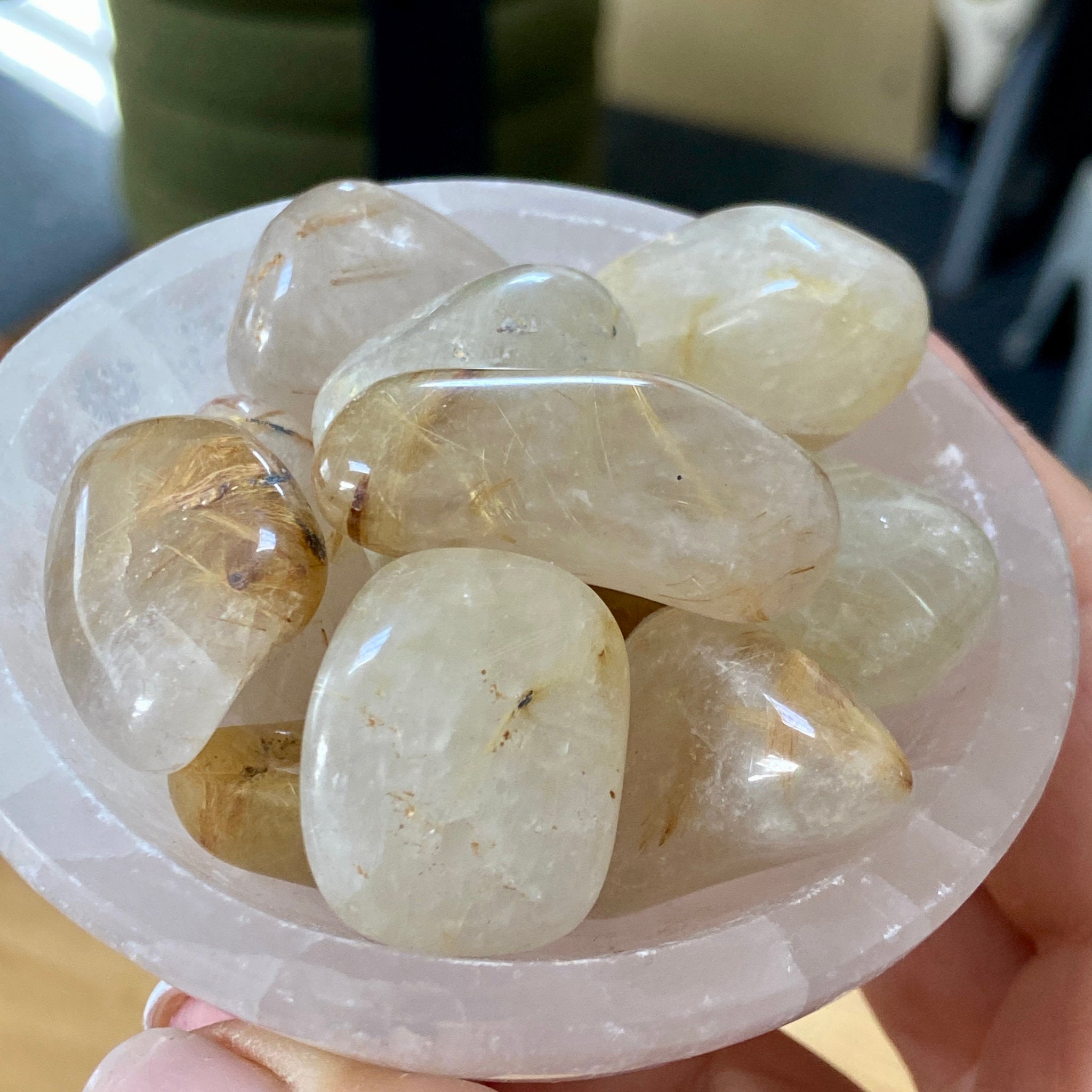 Golden Rutile Quartz Tumbled Stone – Brazil