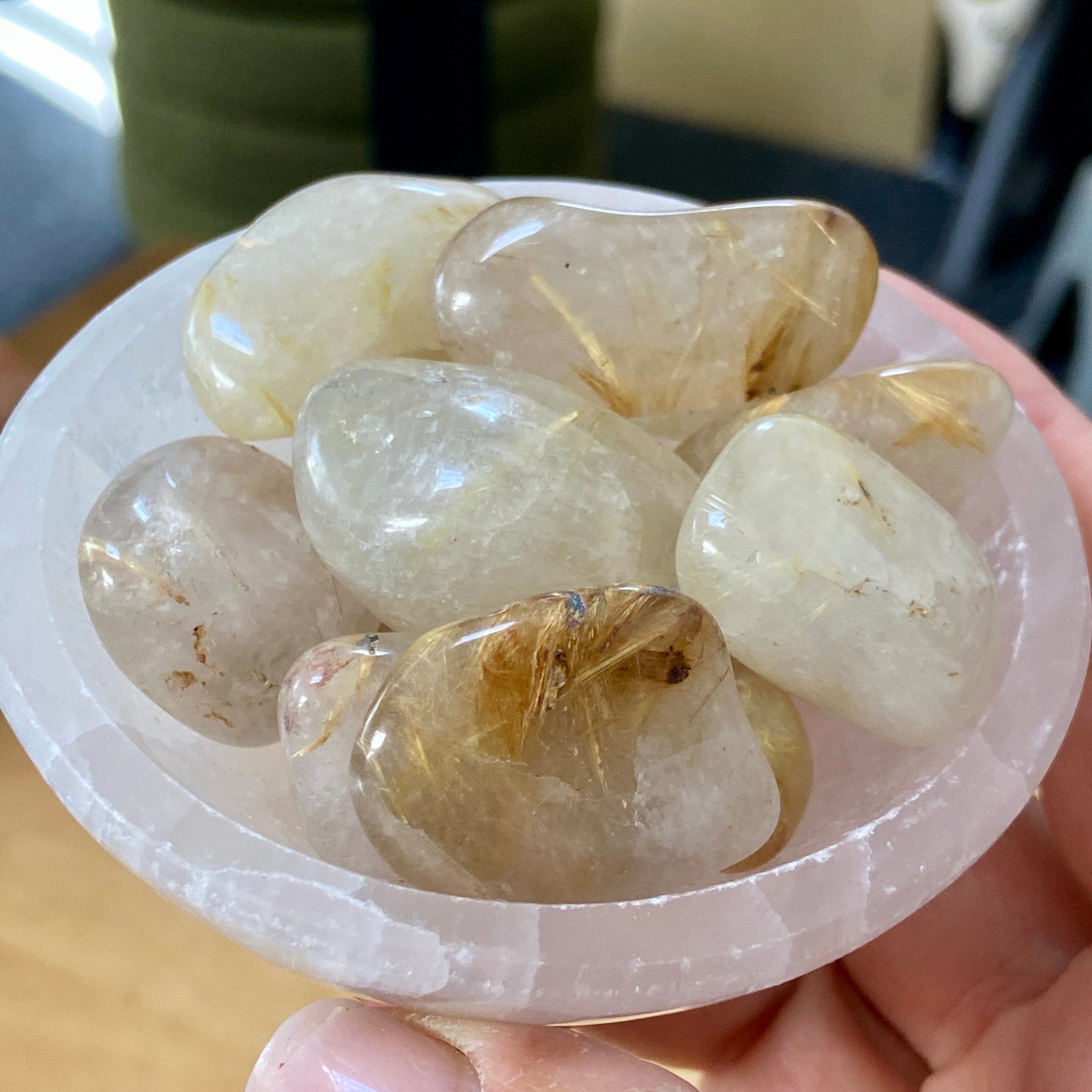 Golden Rutile Quartz Tumbled Stone – Brazil