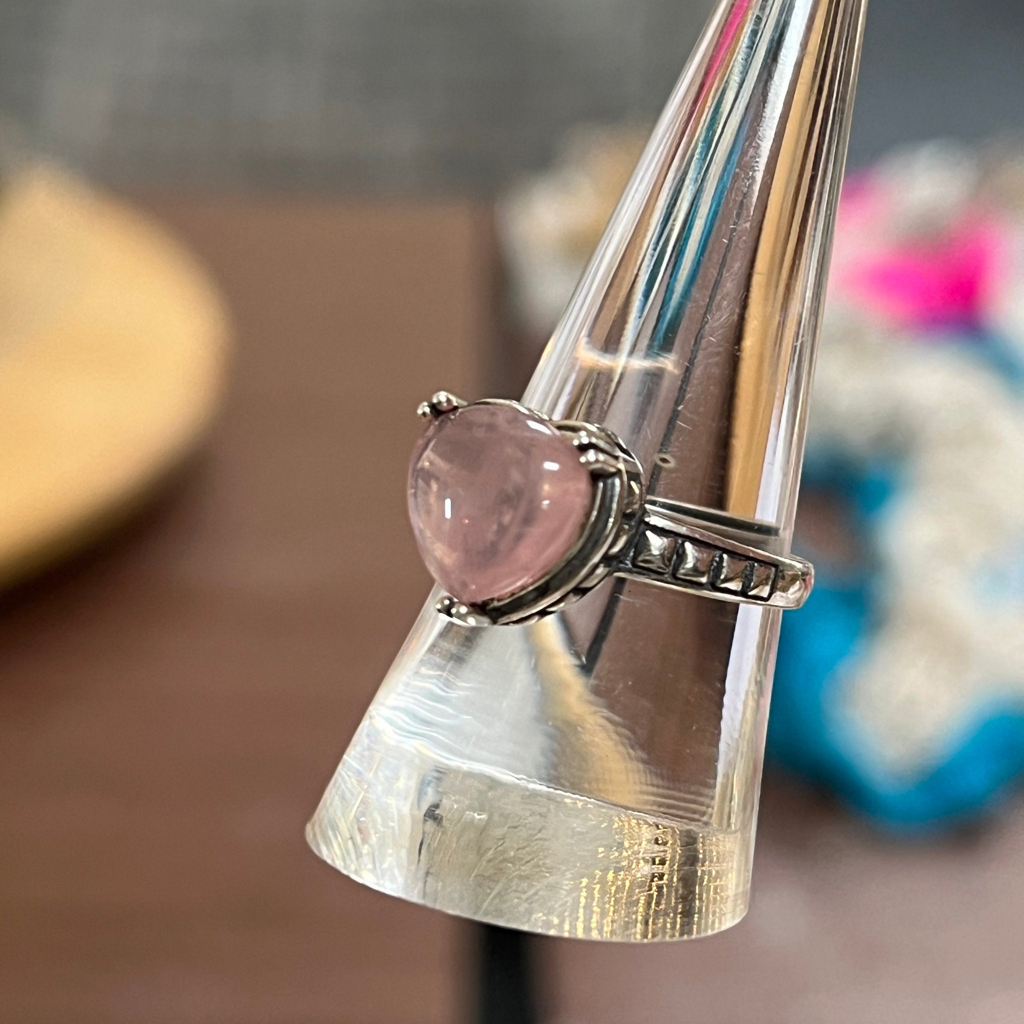 Gem Rose Quartz Sterling Silver Adjustable Ring