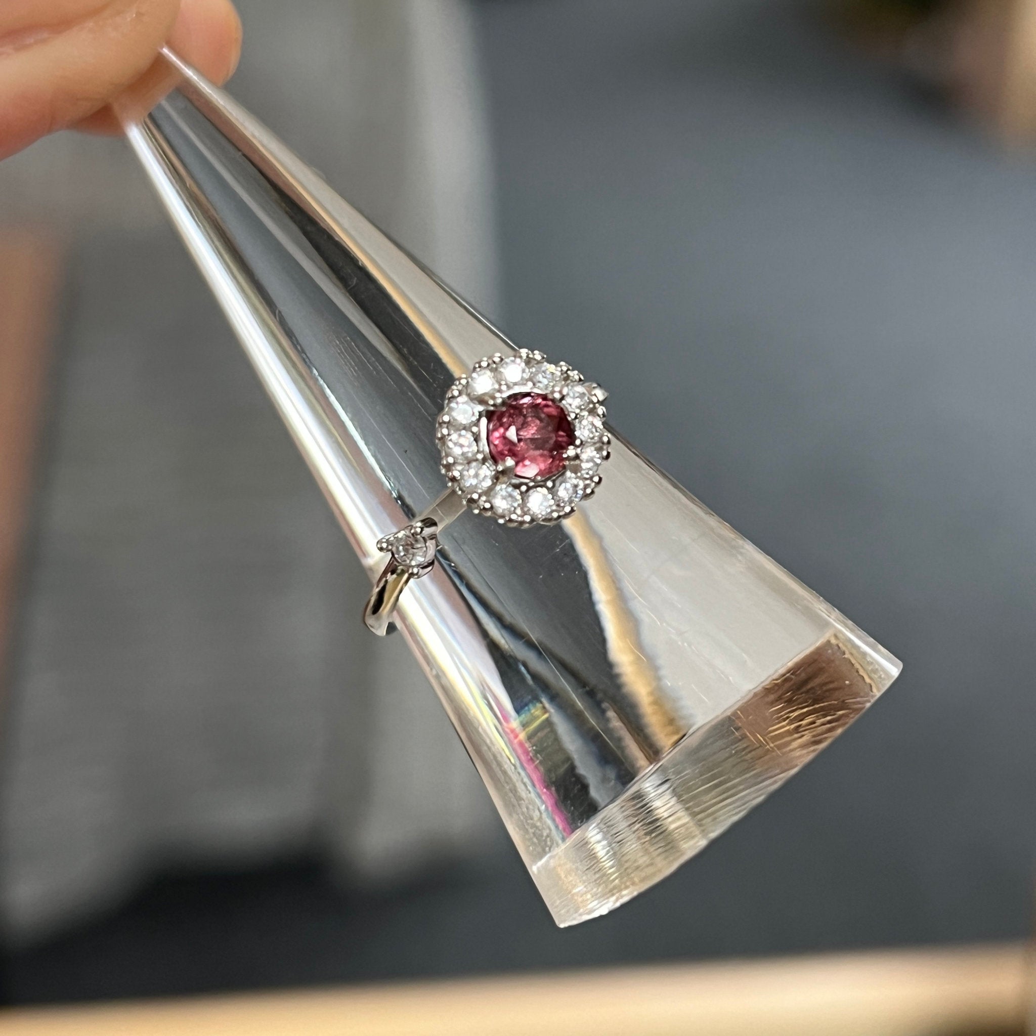 Pink Tourmaline Sterling Silver Adjustable Spinner Ring