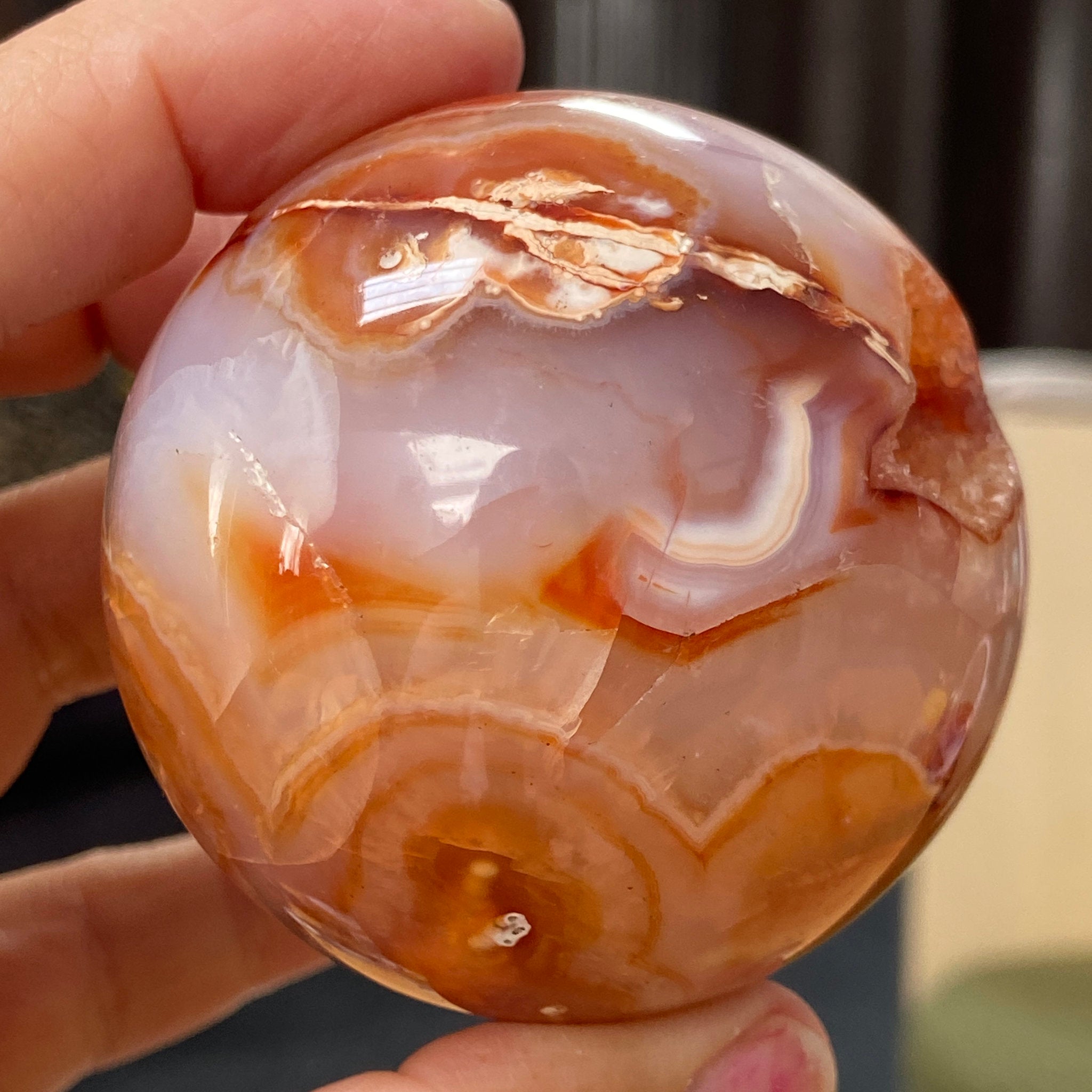 Carnelian Sphere with Quartz Crystal Cave – Madagascar