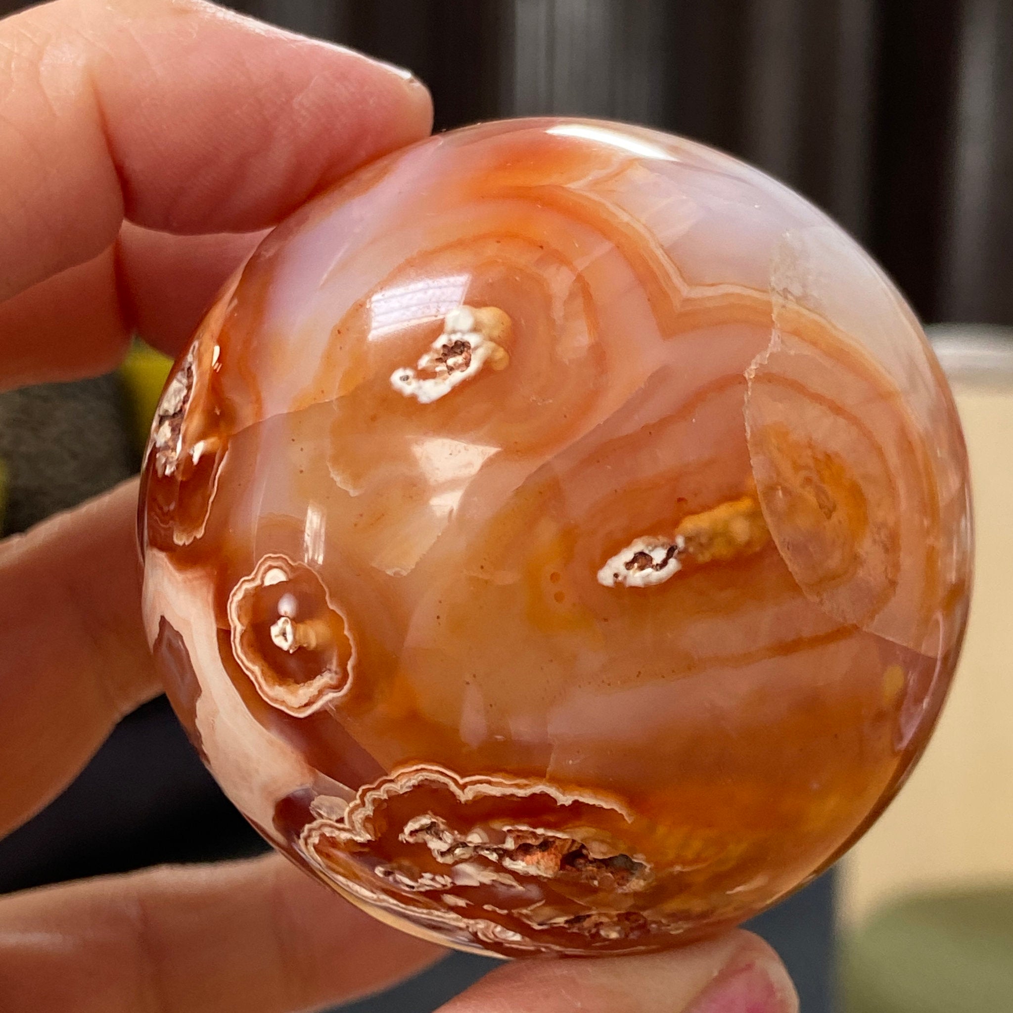 Carnelian Sphere with Quartz Crystal Cave – Madagascar