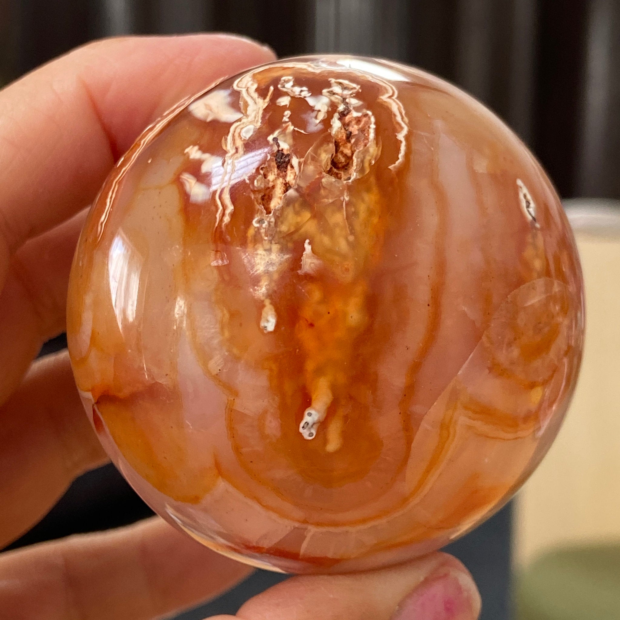 Carnelian Sphere with Quartz Crystal Cave – Madagascar
