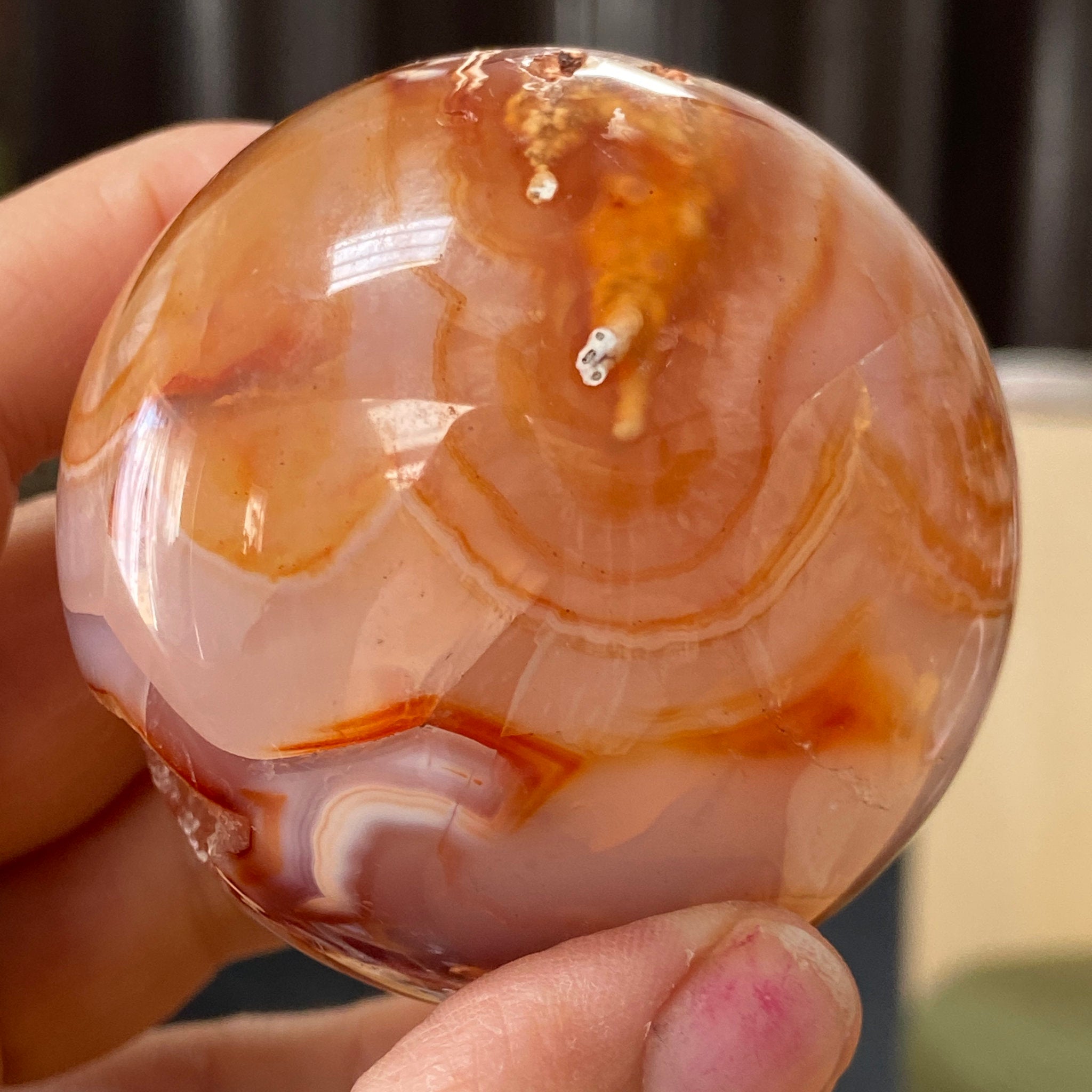 Carnelian Sphere with Quartz Crystal Cave – Madagascar