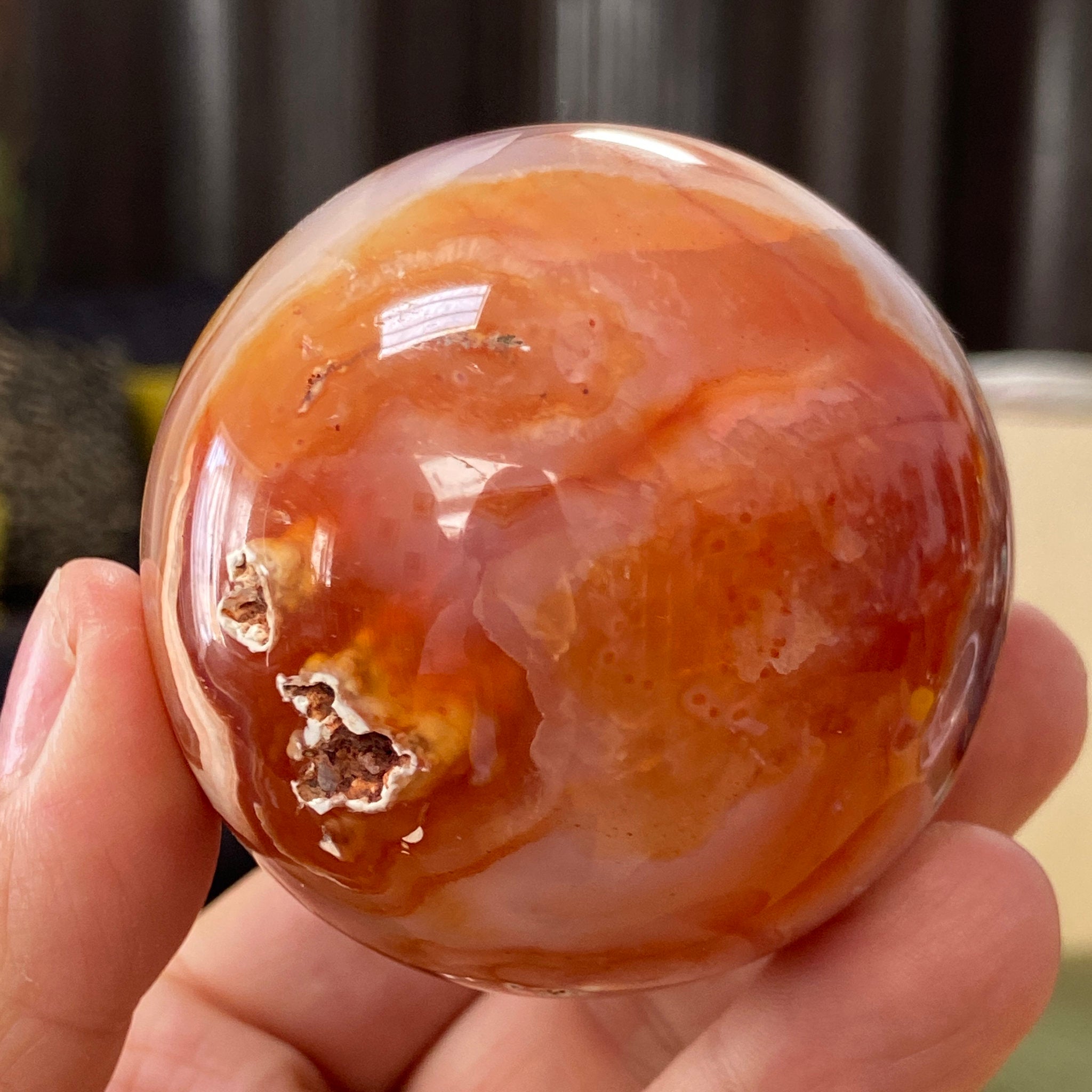 Carnelian Sphere with Quartz Crystal Cave – Madagascar