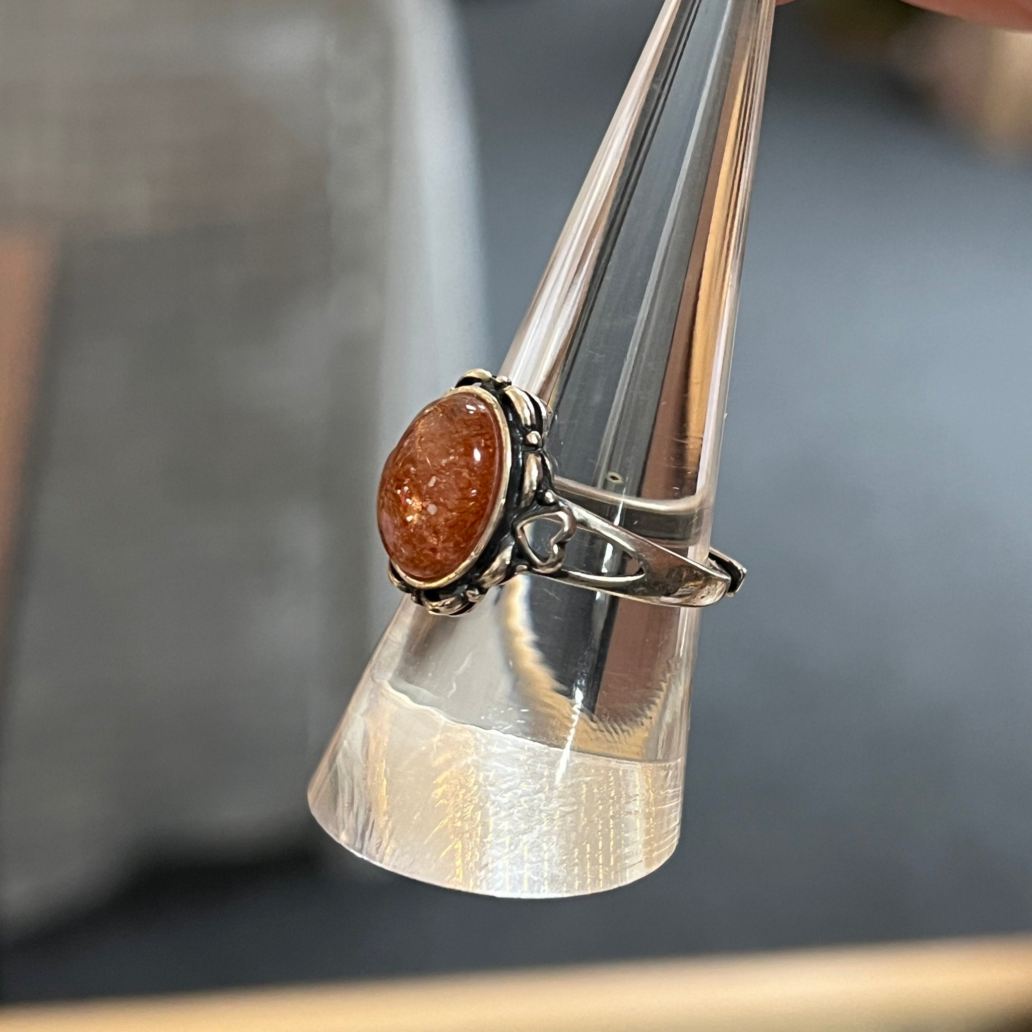 Sunstone Sterling Silver Adjustable Ring