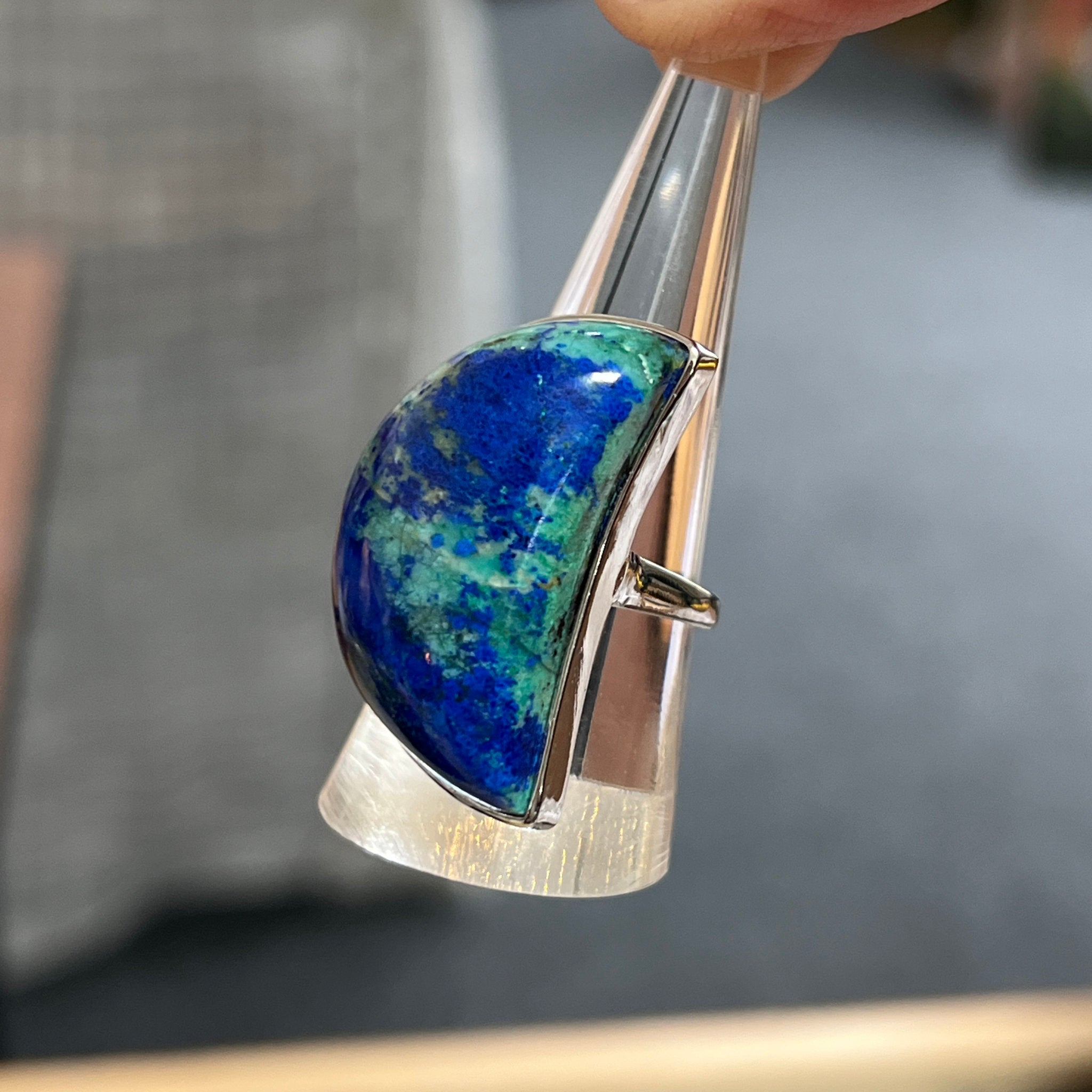 Azurite Sterling Silver Adjustable Ring