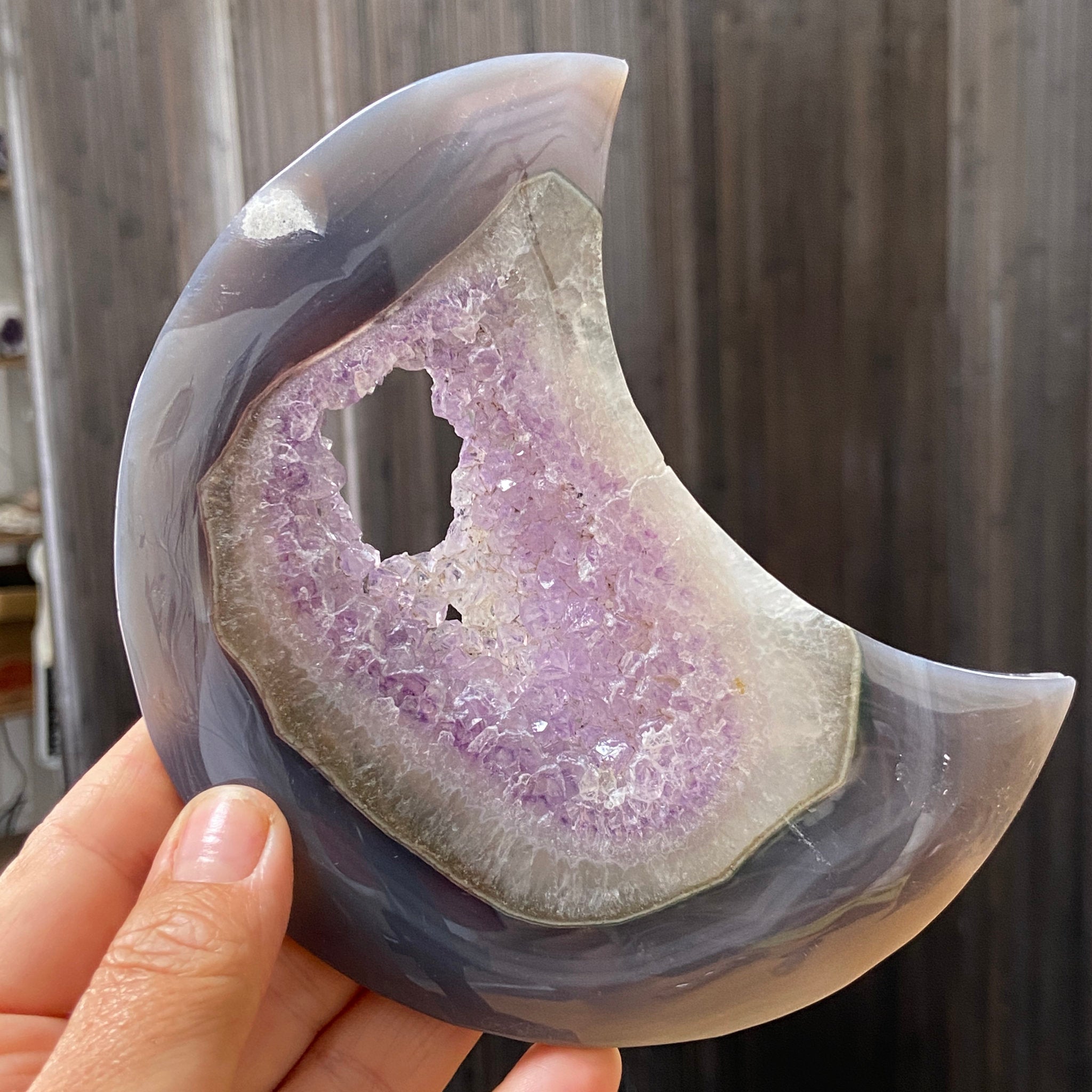 Amethyst Chalcedony Crescent Moon