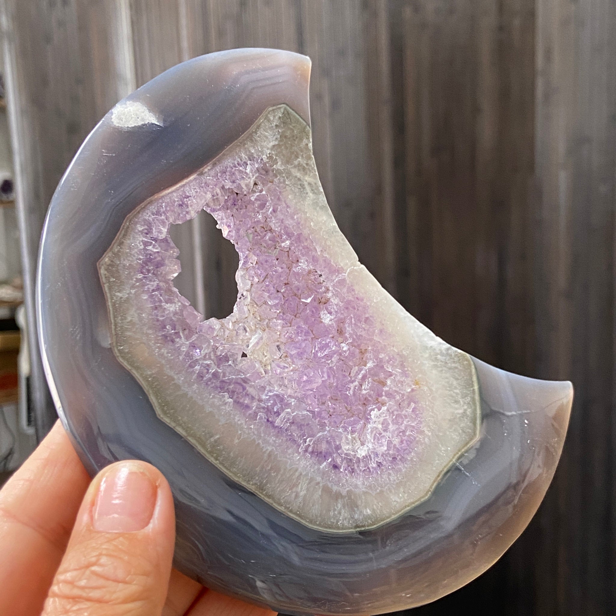 Amethyst Chalcedony Crescent Moon