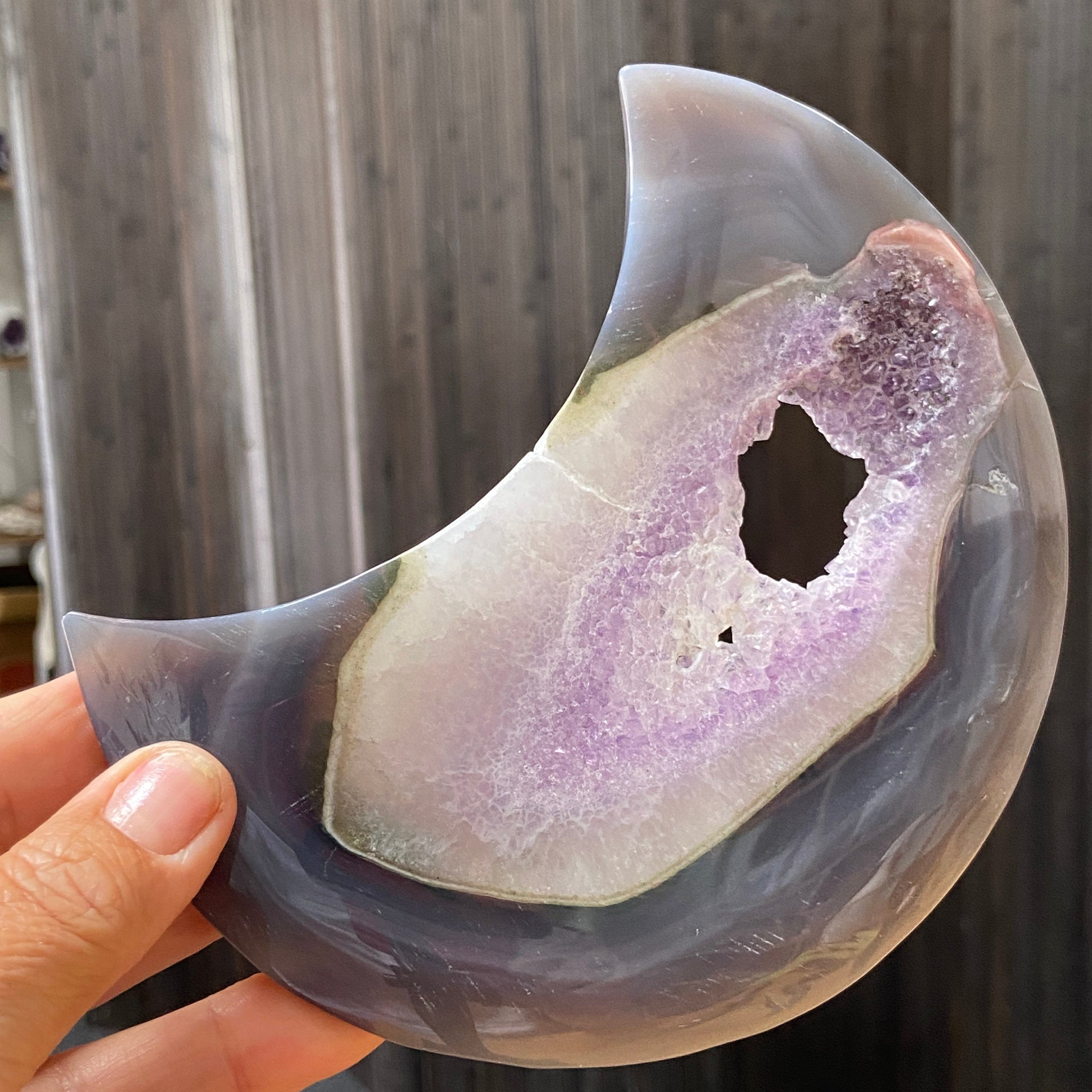 Amethyst Chalcedony Crescent Moon