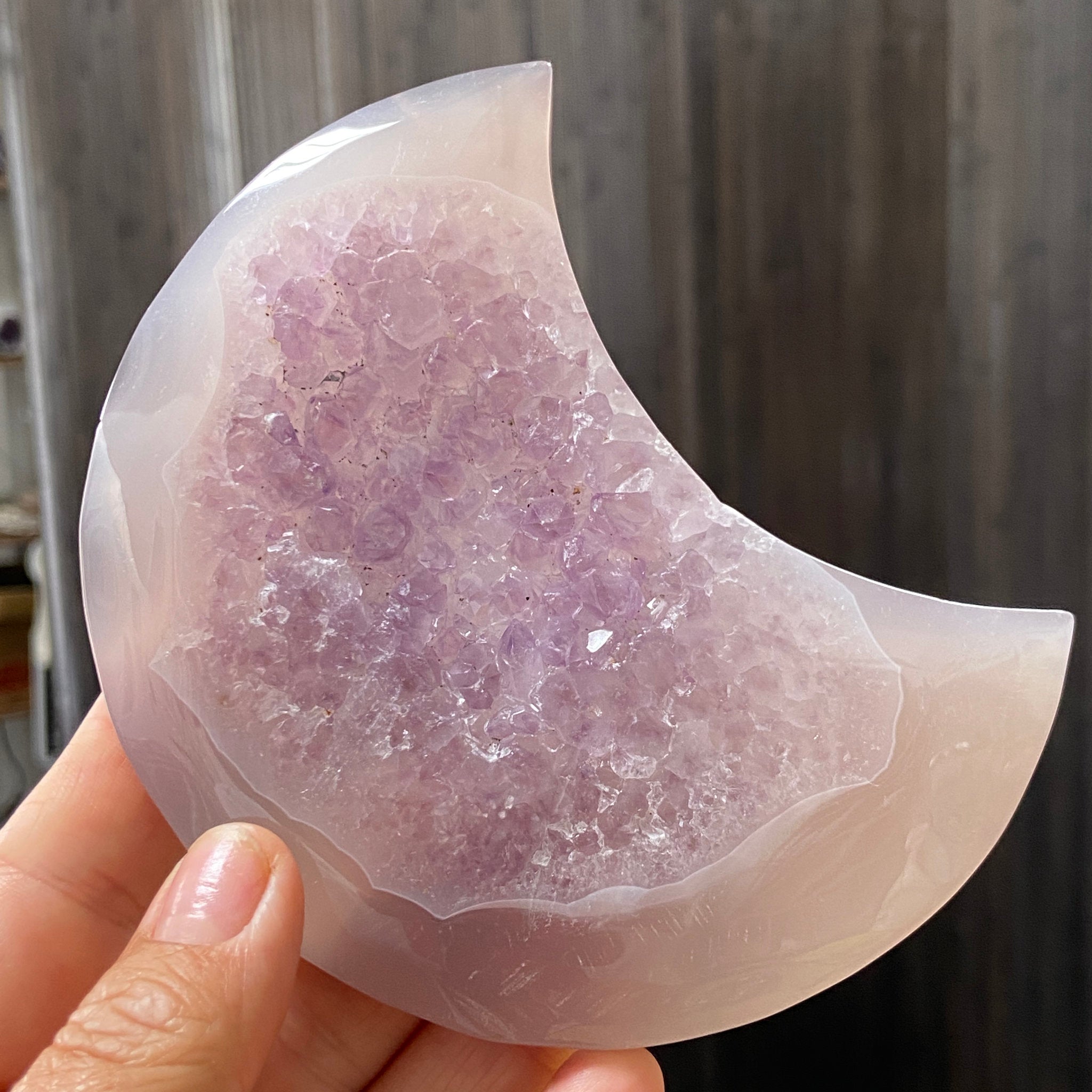 Purple Chalcedony & Amethyst Crescent Moon