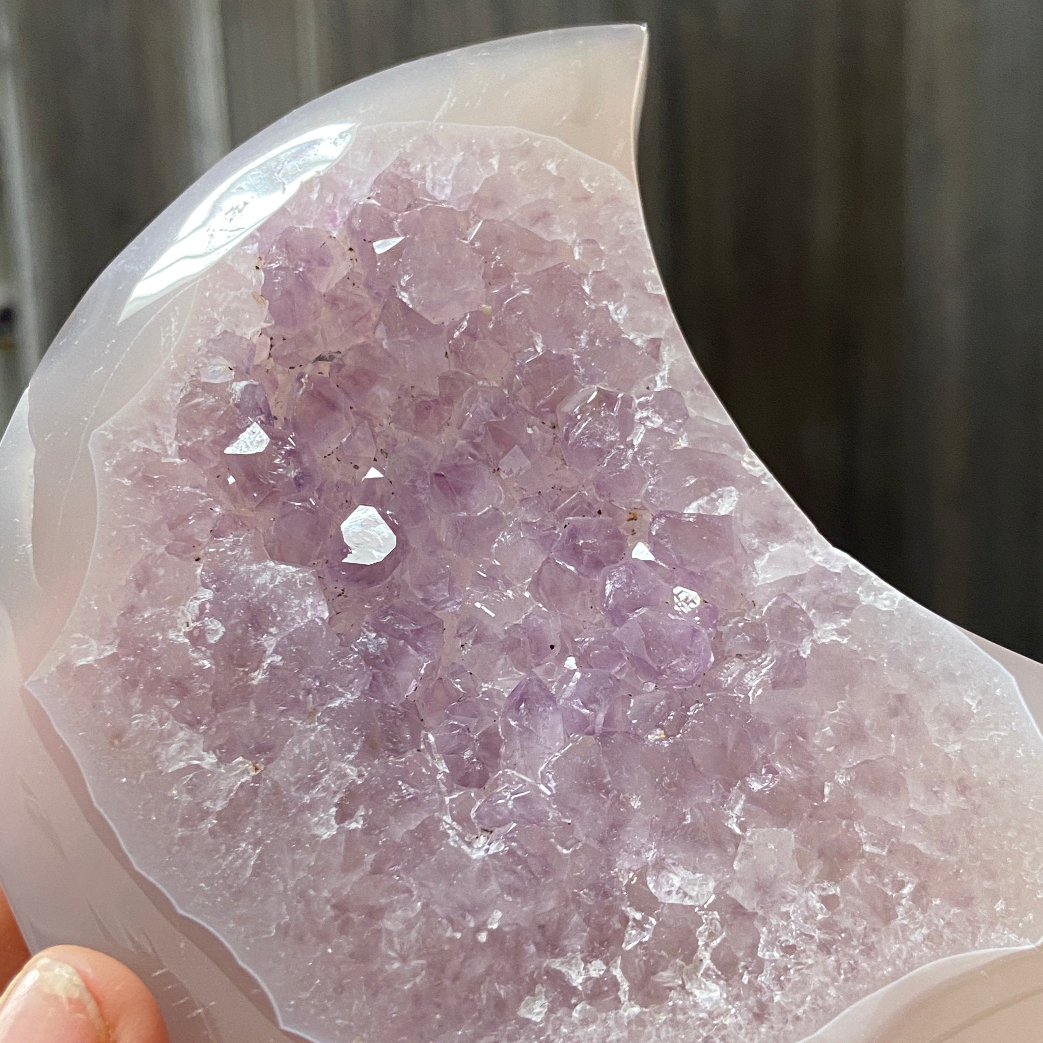 Purple Chalcedony & Amethyst Crescent Moon