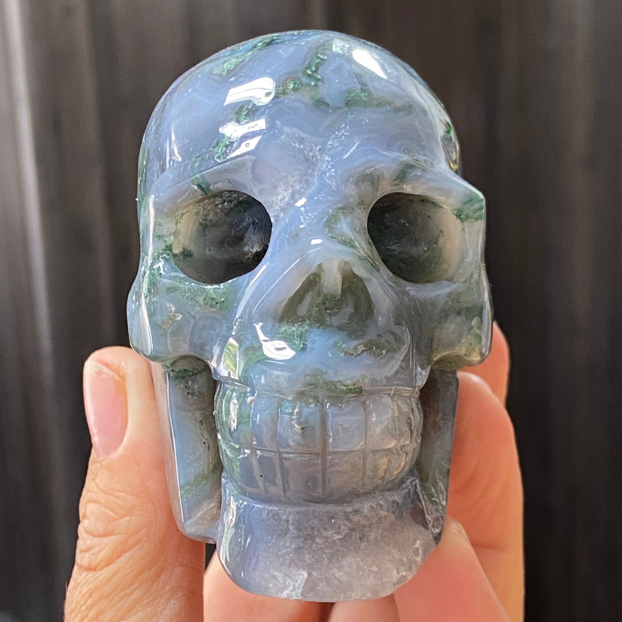 Moss Agate Skull