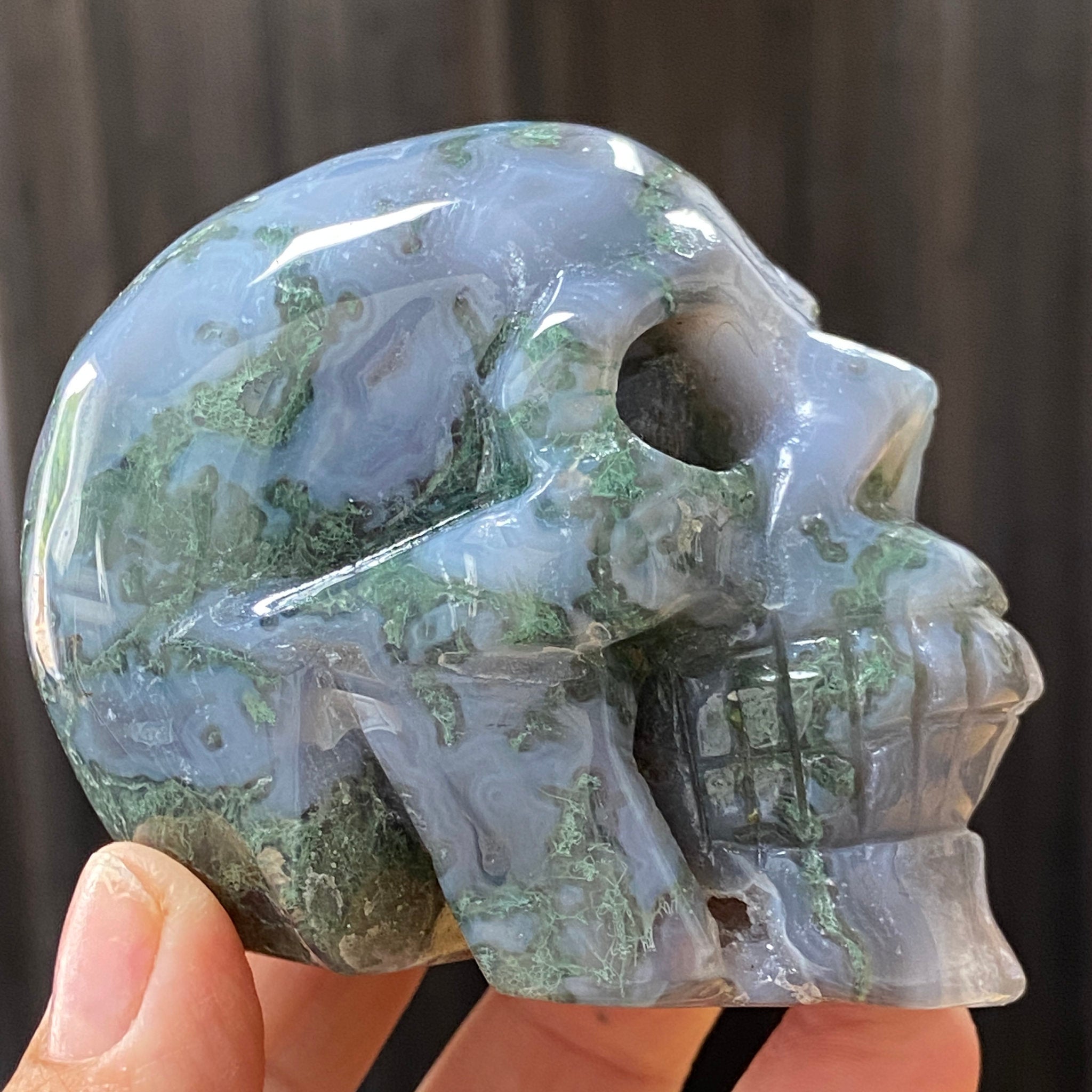 Moss Agate Skull