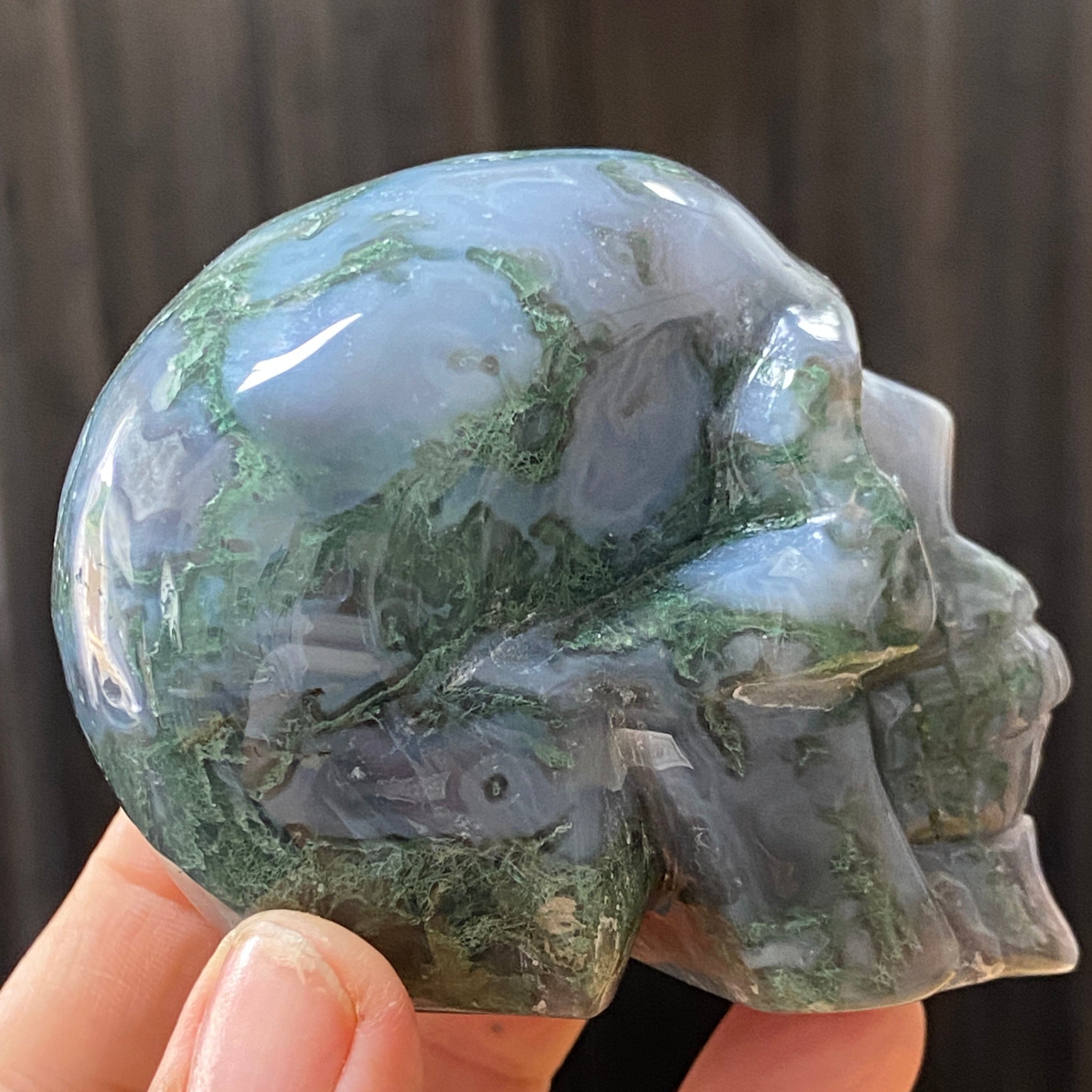 Moss Agate Skull