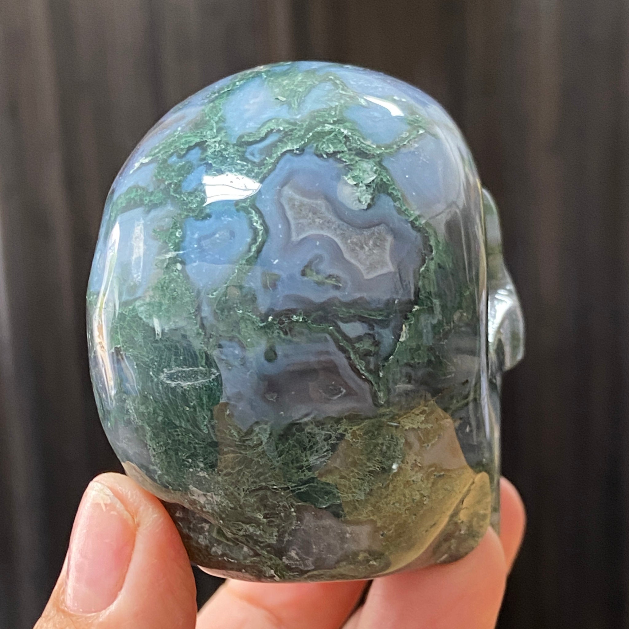 Moss Agate Skull