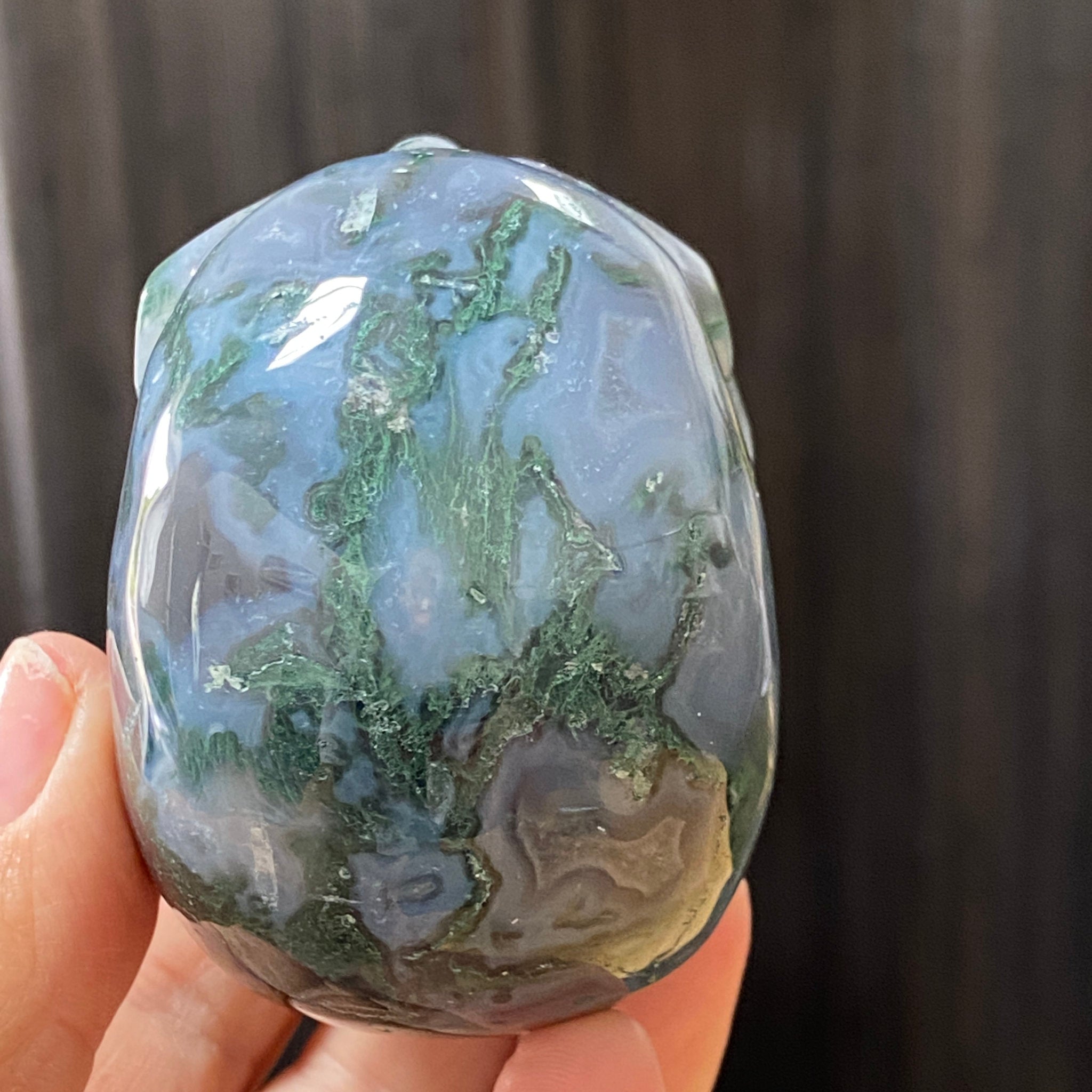 Moss Agate Skull