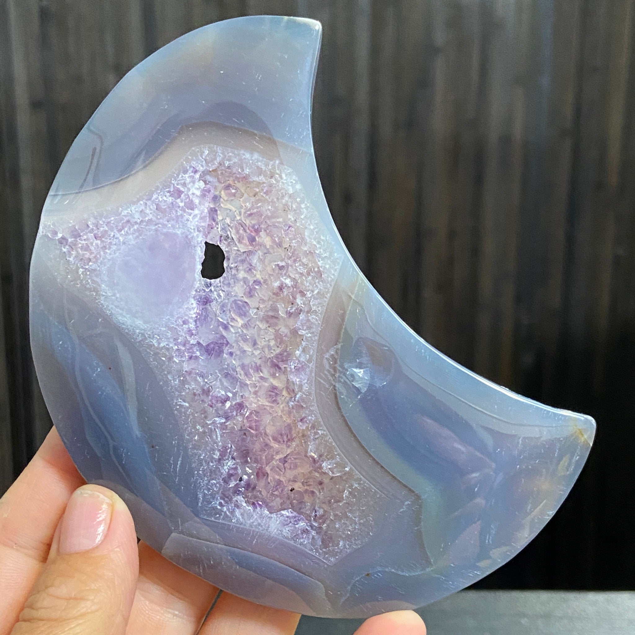 Amethyst Chalcedony Crescent Moon