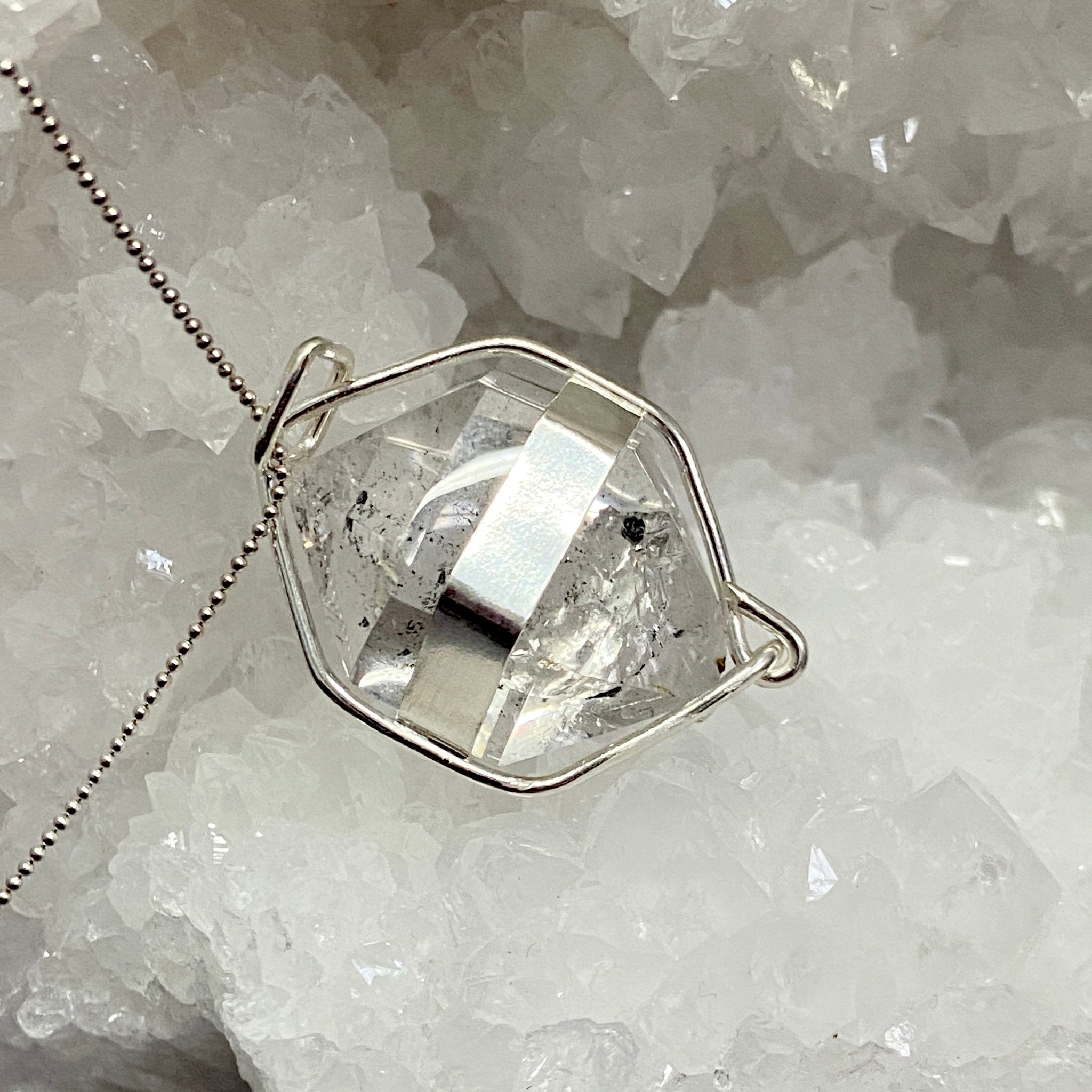 Clear Quartz Pendant with Carbon Enhydro - Bespoke by Song of the Sea