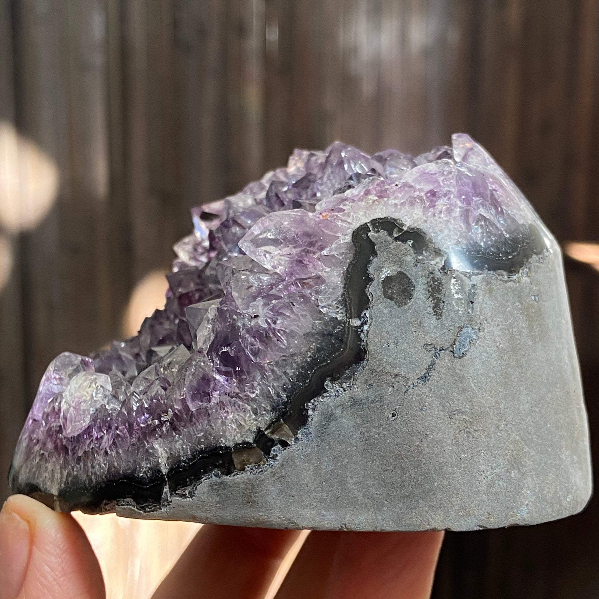 Uruguayan Clear Quartz and Amethyst Cut Base