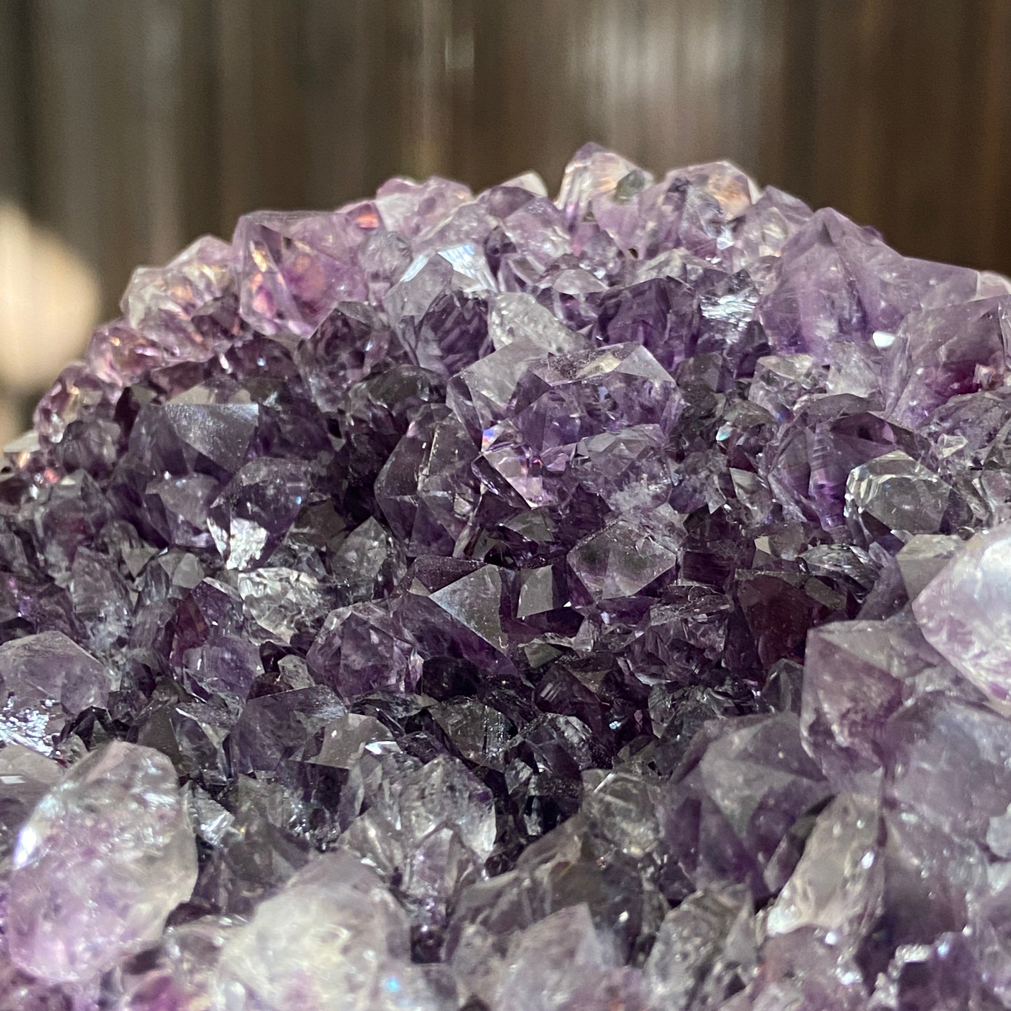 Uruguayan Clear Quartz and Amethyst Cut Base