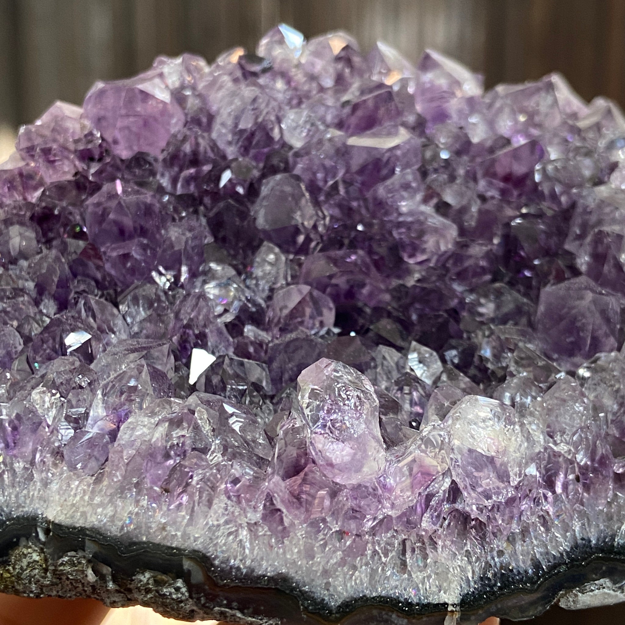 Uruguayan Clear Quartz and Amethyst Cut Base